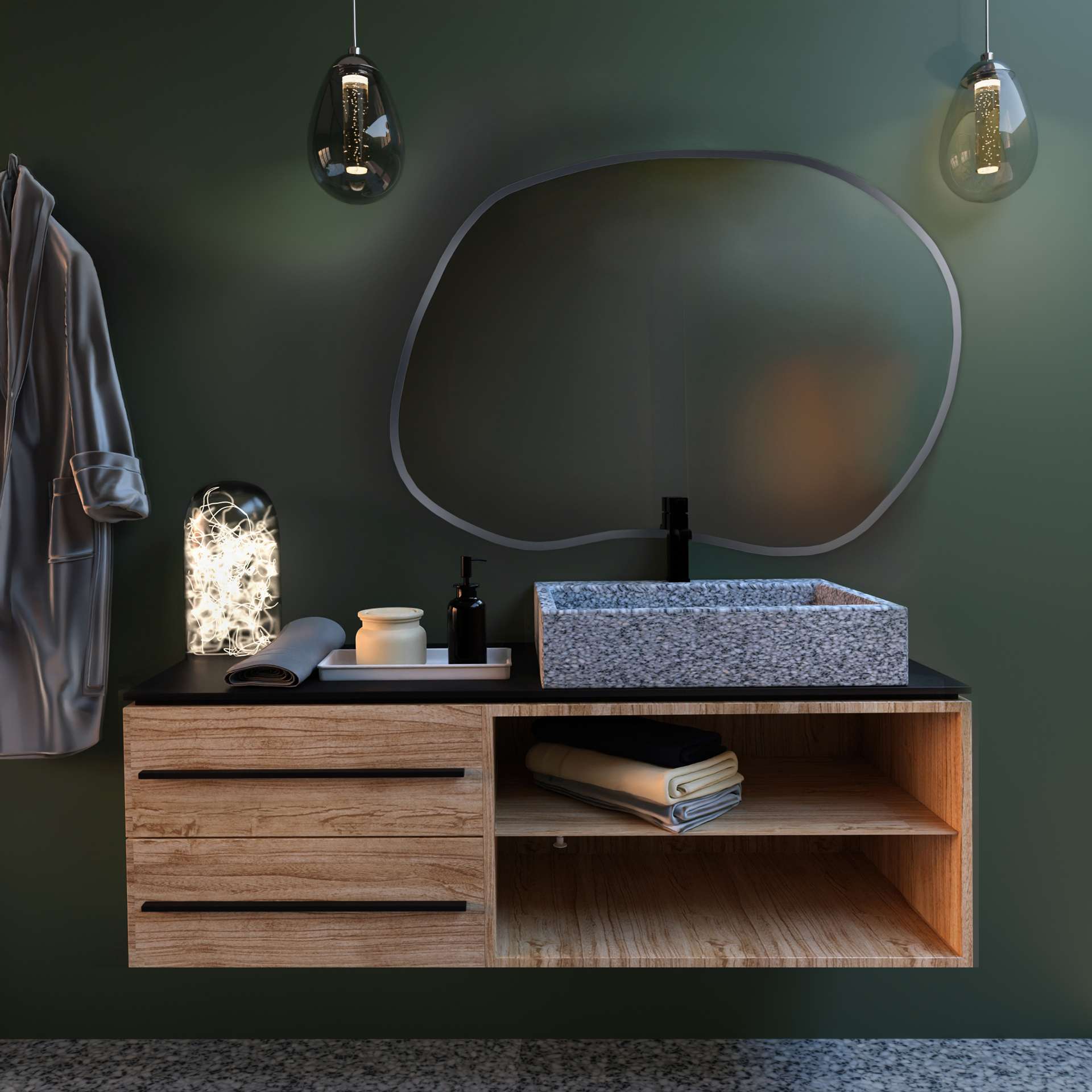 Baltica Design Tiny Borderbright Stain II miroir 90x64 cm avec éclairage argenté 5904107901862