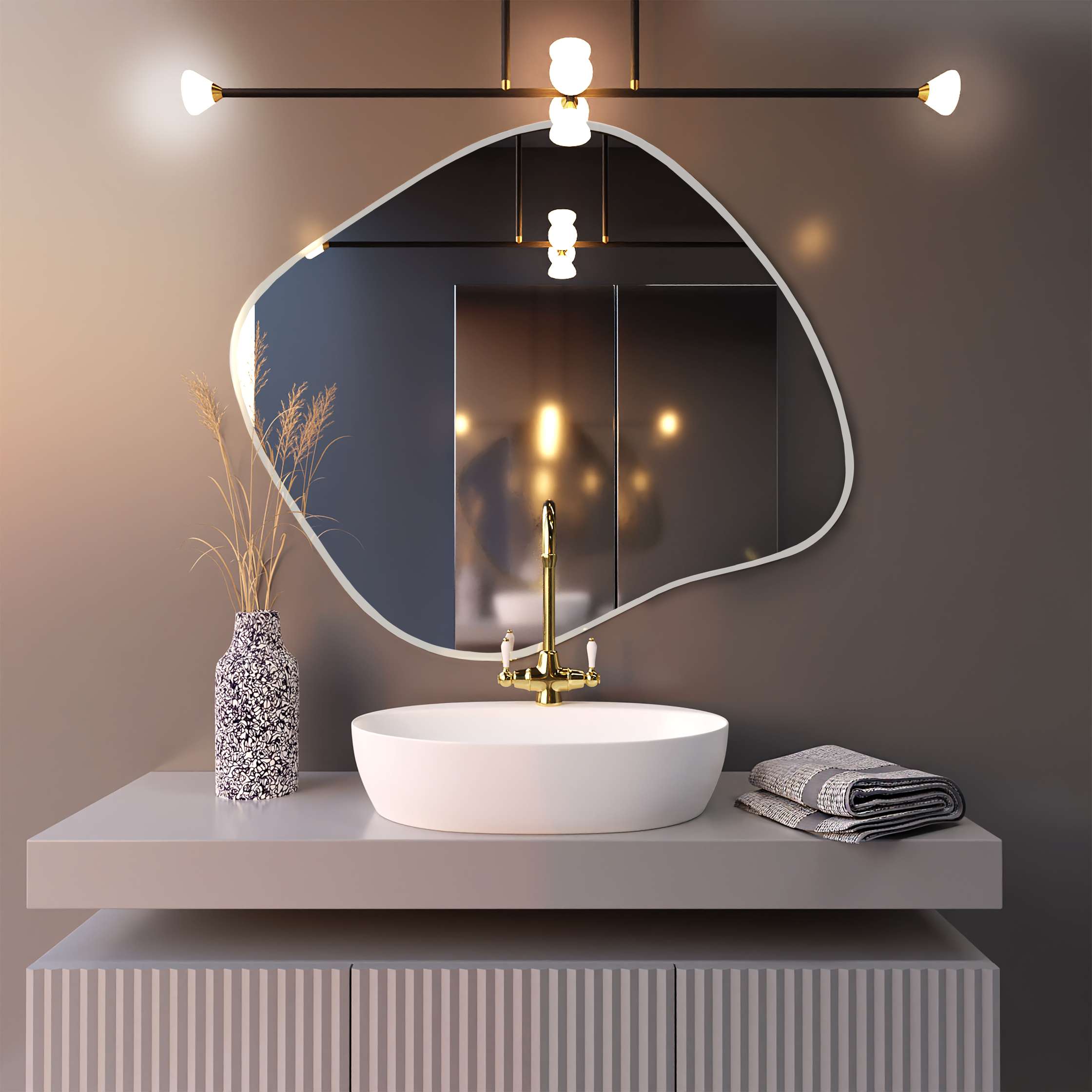 Baltica Design Tiny Borderbright Stain III miroir 60x52 cm avec éclairage blanc 5904107902173