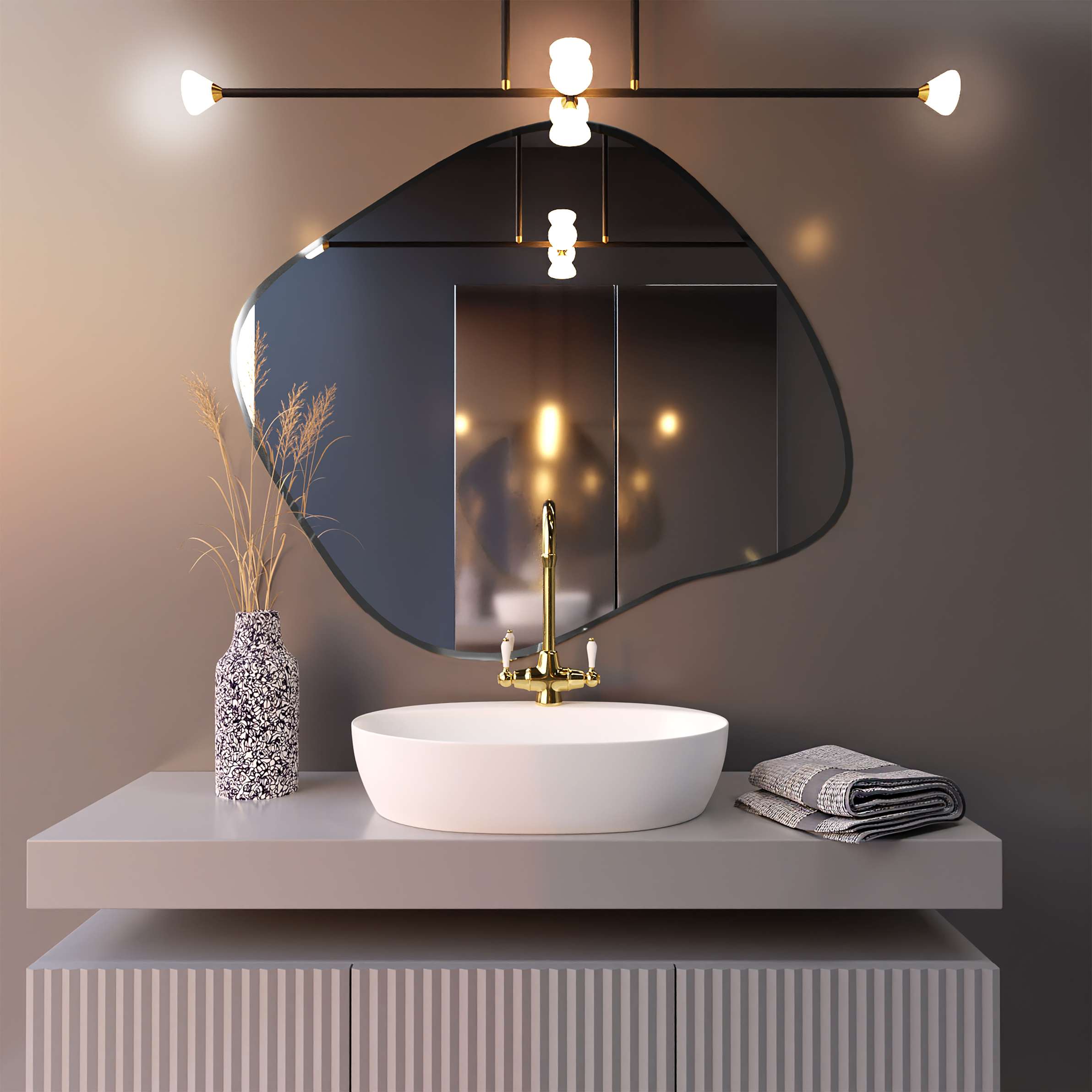Baltica Design Tiny Borderbright Stain III miroir 70x60 cm avec éclairage argenté 5904107902371