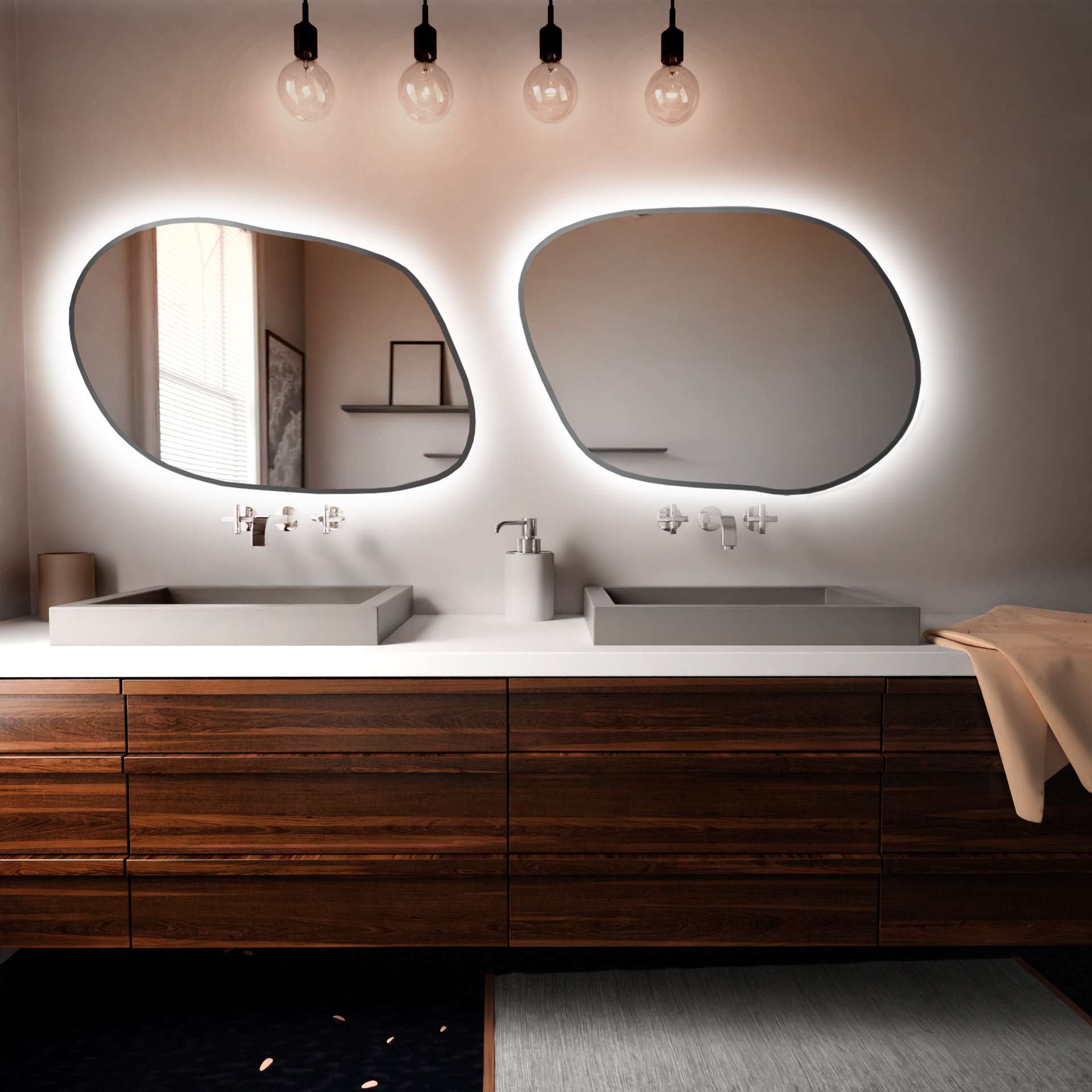 Baltica Design Tiny Borderbright Stain IV miroir 80x57 cm avec éclairage argenté 5904107903200