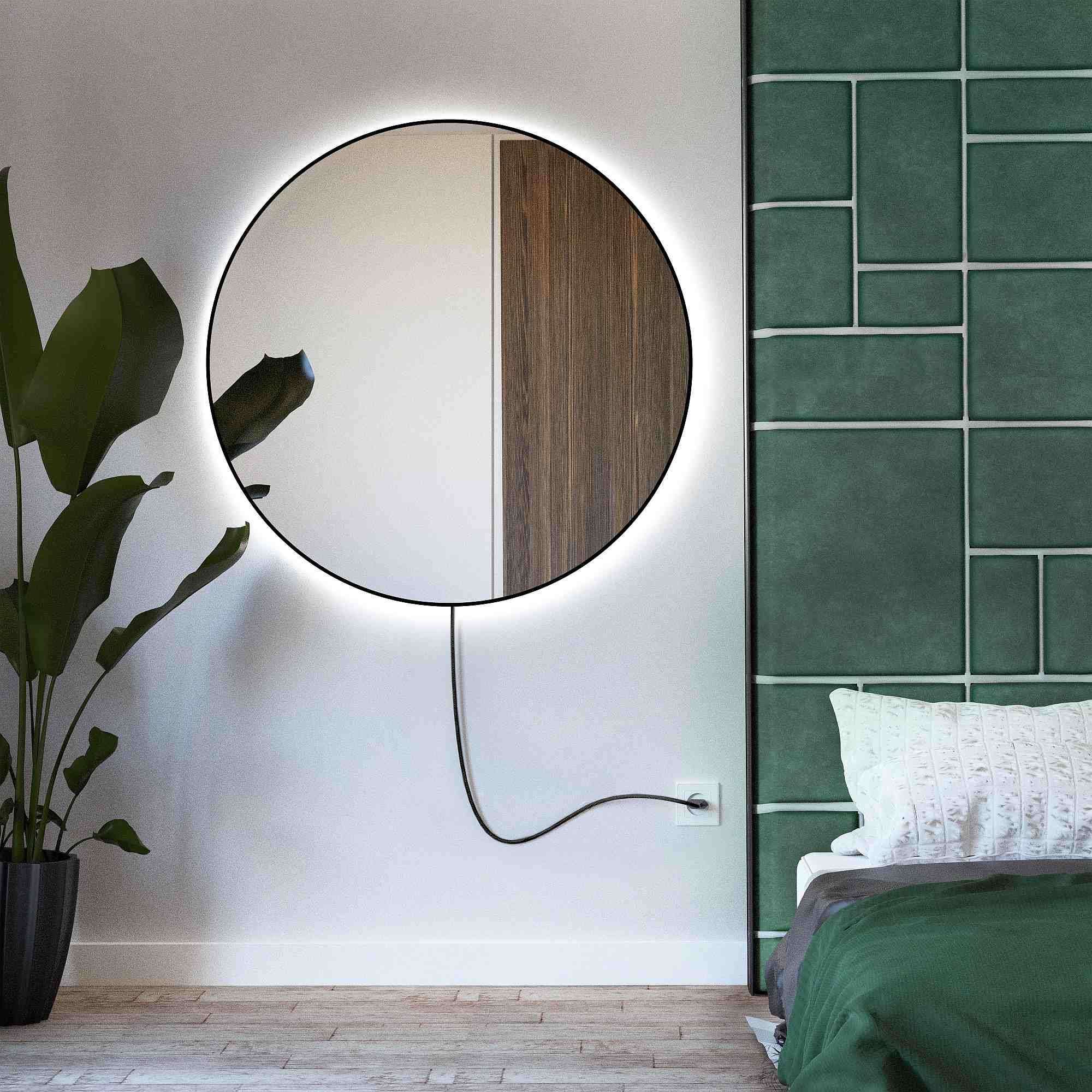 Baltica Design Electra miroir 80x80 cm circulaire avec éclairage noir 5904107903903
