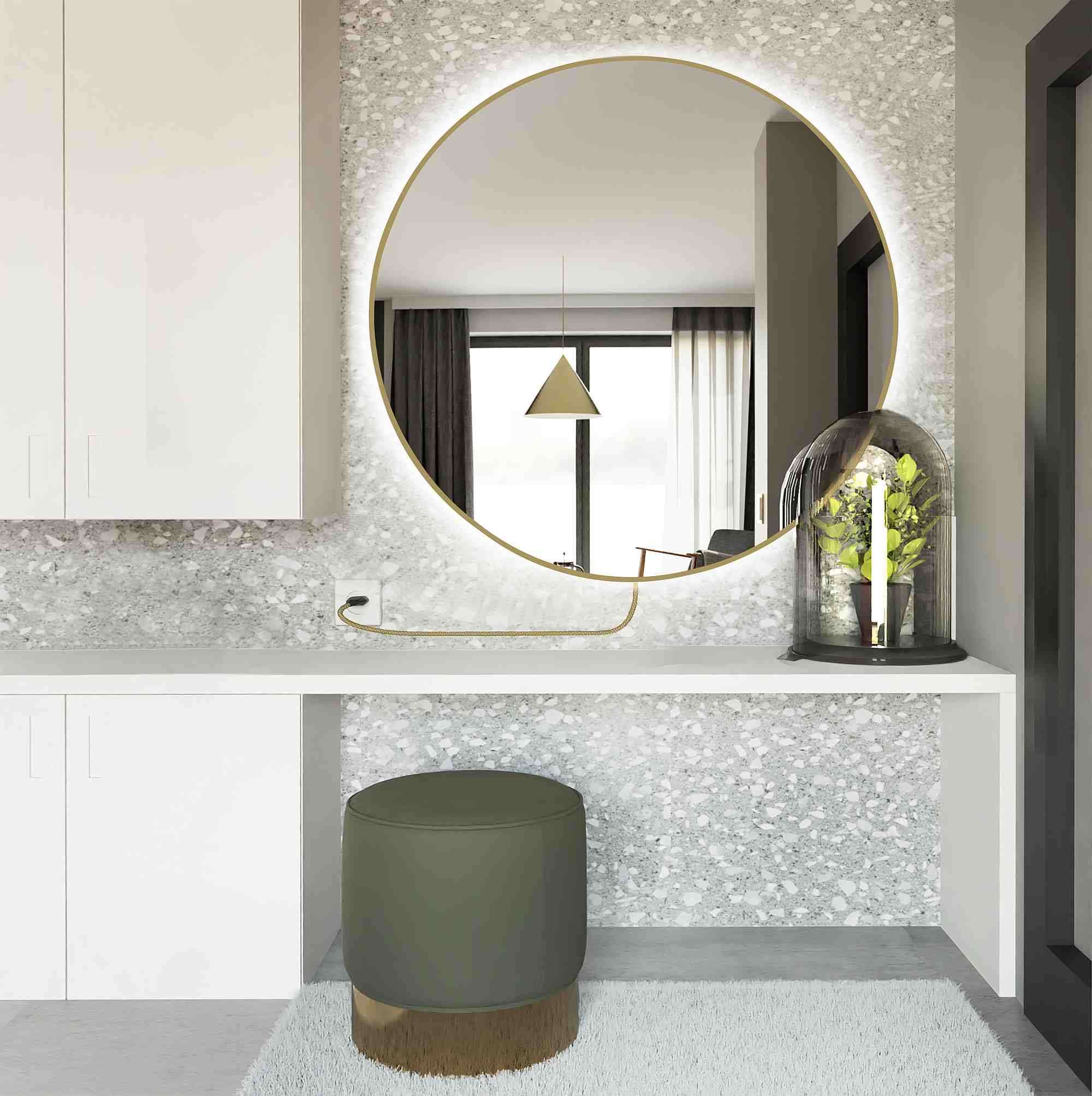 Baltica Design Electra miroir 80x80 cm circulaire avec éclairage doré 5904107903958