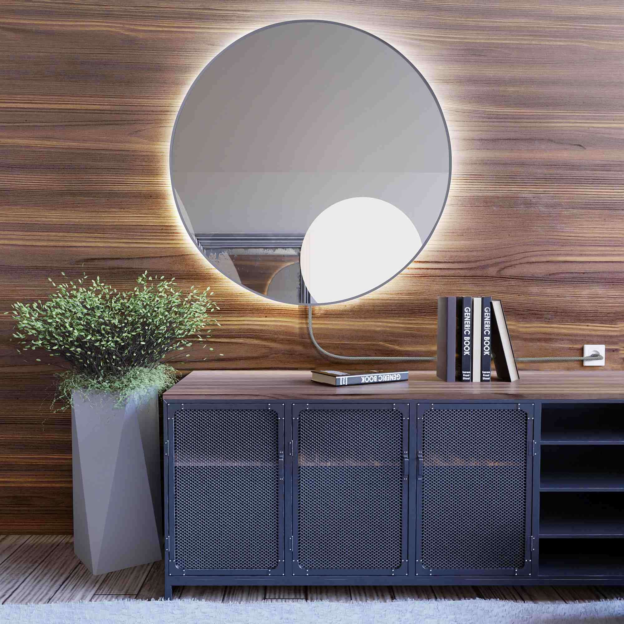 Baltica Design Electra miroir 90x90 cm circulaire avec éclairage argenté 5904107904030