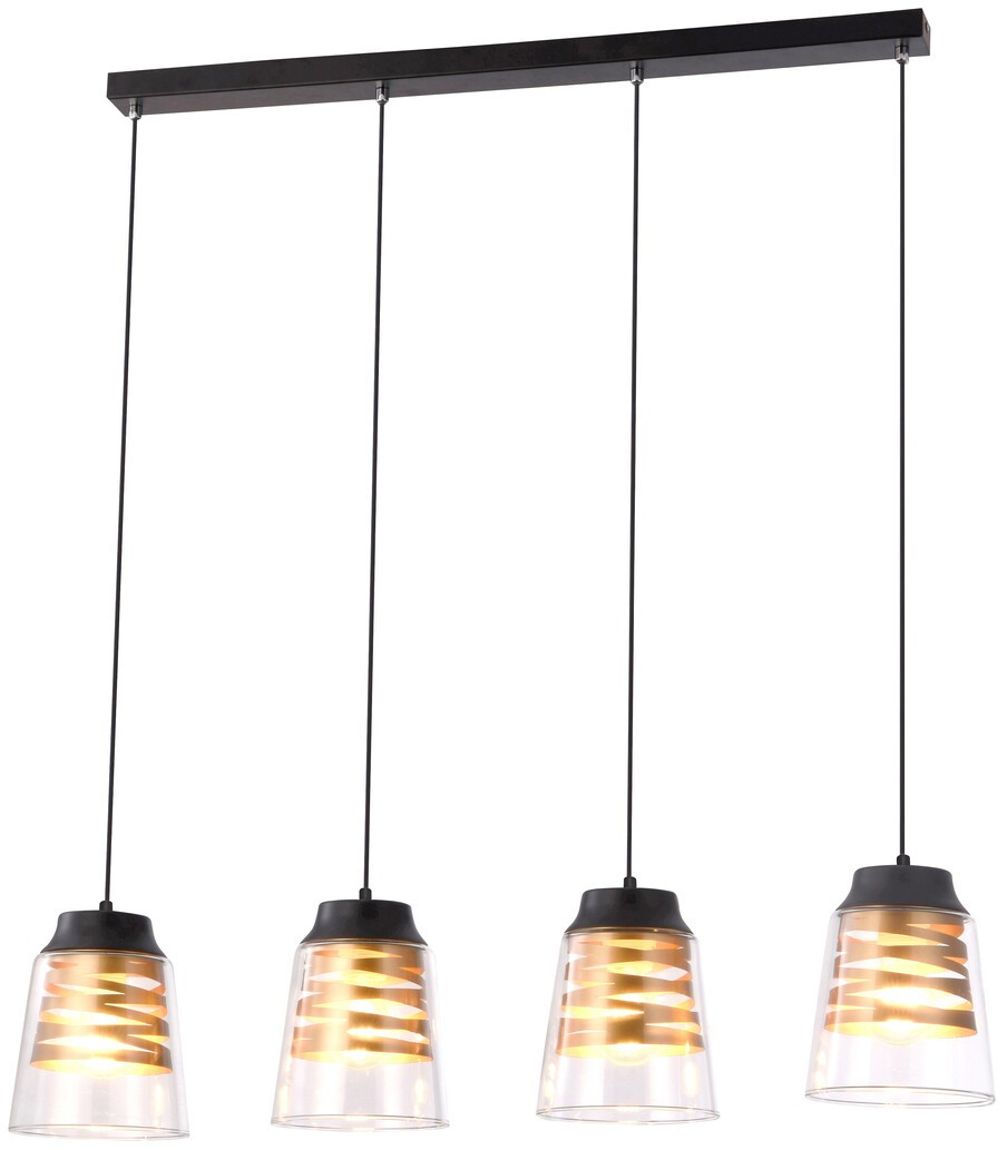 Rabalux Zenaida lampe suspendue 4x60 W noir-transparent-doré 3544