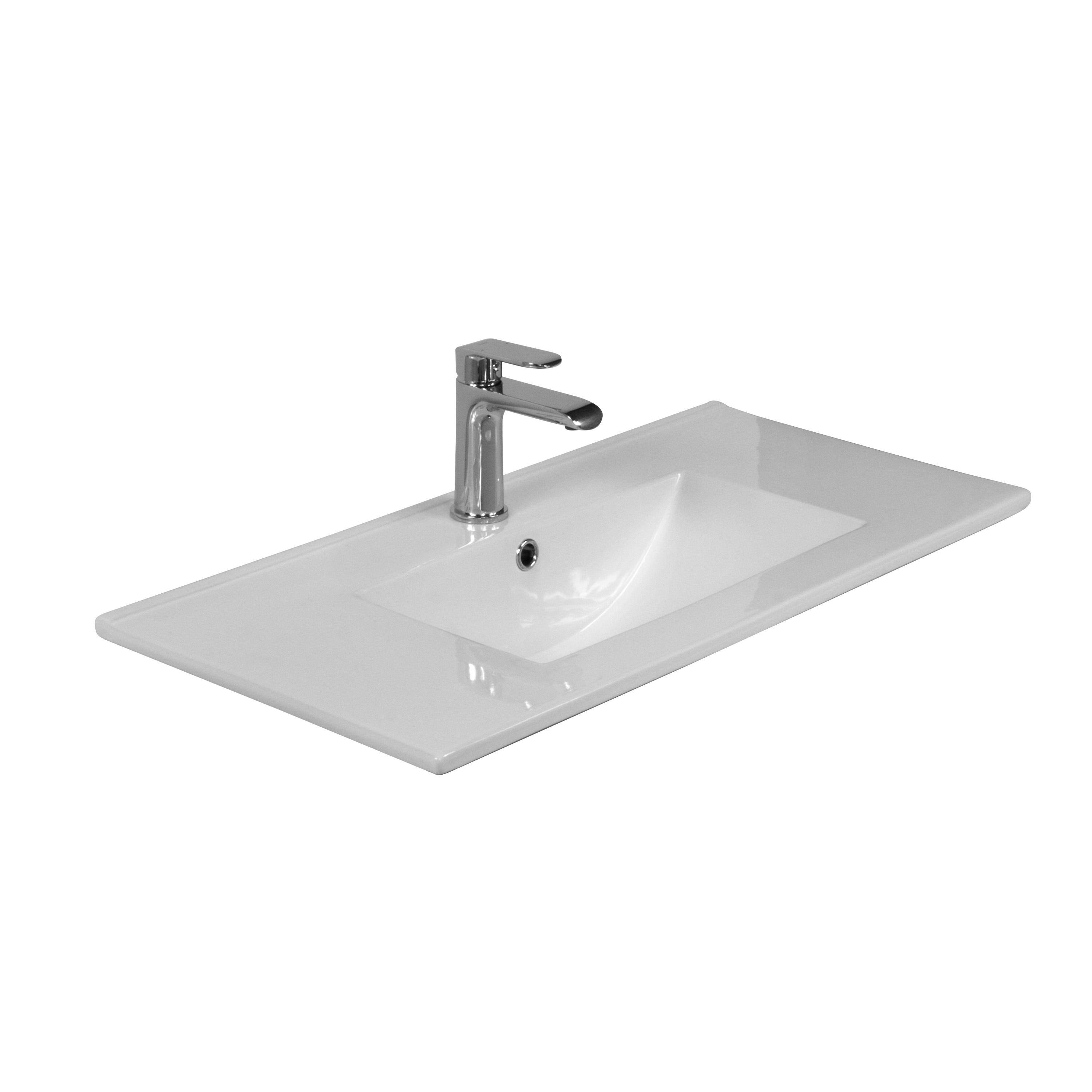 LaVita Floryda lavabo 82x40.5 cm rectangulaire de meuble-encastrée blanc brillant 5908211485034