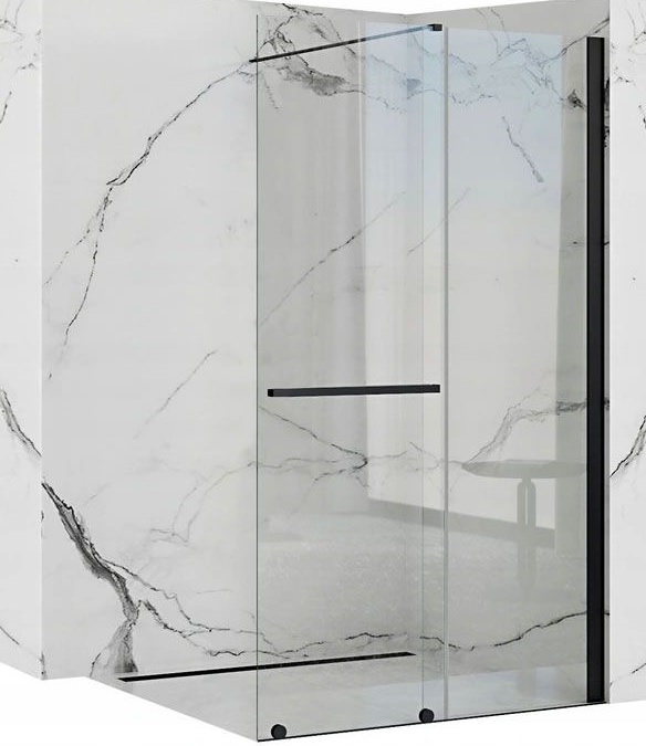 Rea Cortis Black ścianka prysznicowa Walk-In 100 cm profile czarne REA-K7740