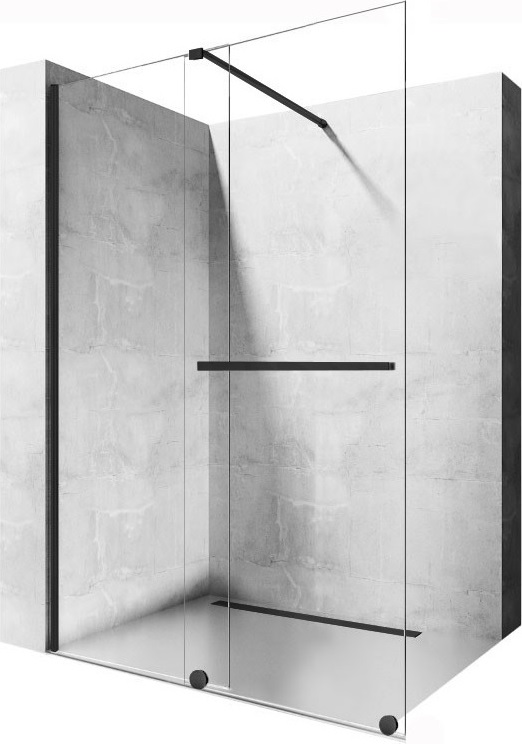 Rea Cortis Black ścianka prysznicowa Walk-In 120 cm czarny półmat/szkło przezroczyste REA-K8880