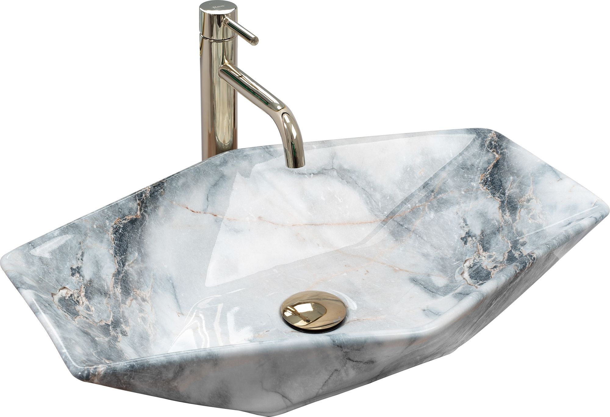 Rea Vegas Granit umywalka 57x37 cm nablatowa szary/kamień REA-U5602
