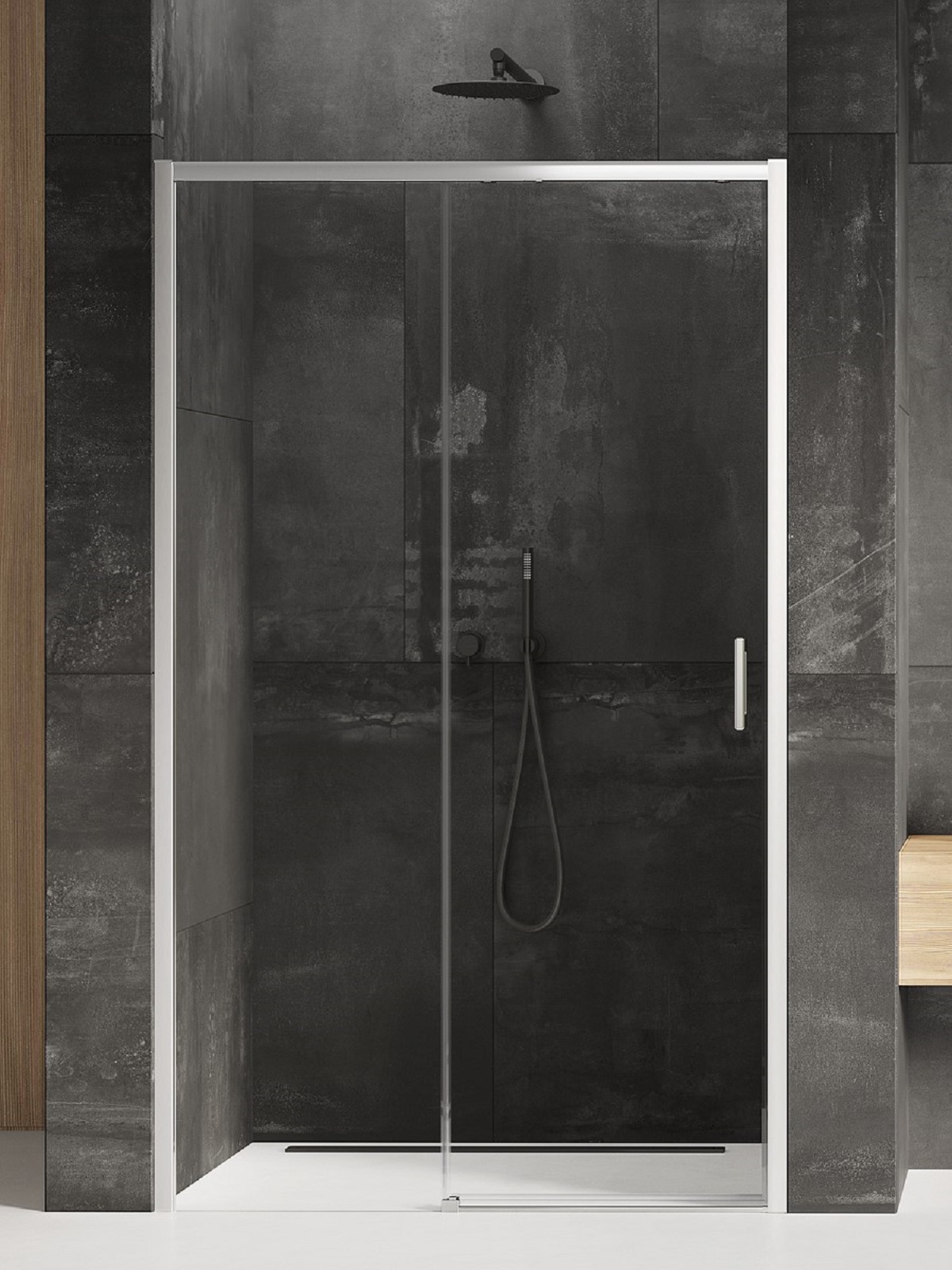 New Trendy Prime porte de douche 160 cm coulissant chrome brillant/verre transparent D-0310A