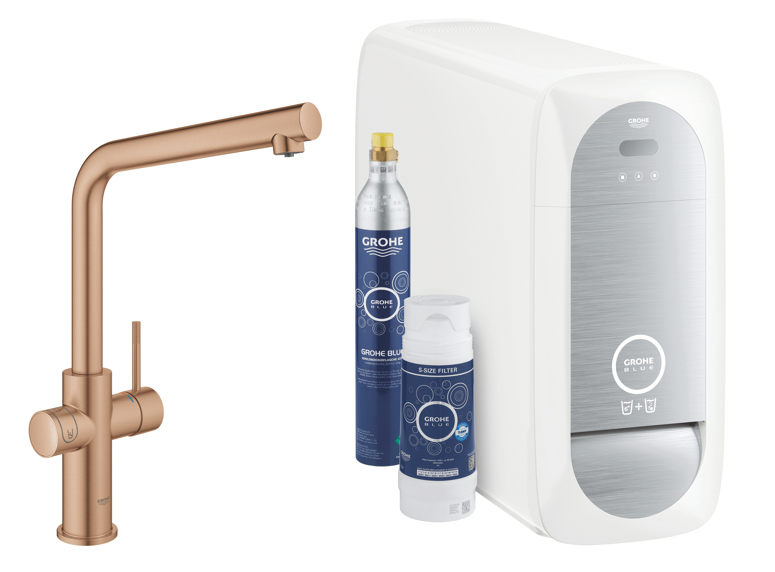 Grohe Blue mitigeur de cuisine avec filtre sur pied Brushed Warm Sunset 31454DL1