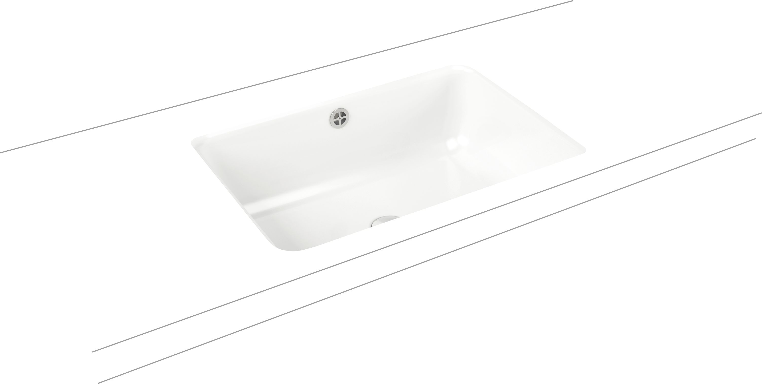 Kaldewei Cayono lavabo 59.6x42.6 cm rectangulaire sous plan blanc brillant 913706000001