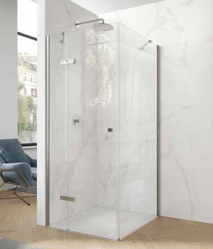 Huppe Aura pure 4-kąt paroi de douche 80 cm argenté brillant/verre transparent AP0212.069.322