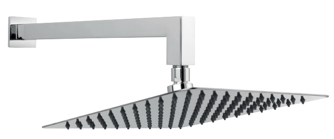 Ferro Slim douche à effet de pluie avec bras 25x25 cm carrée chrome NPT14