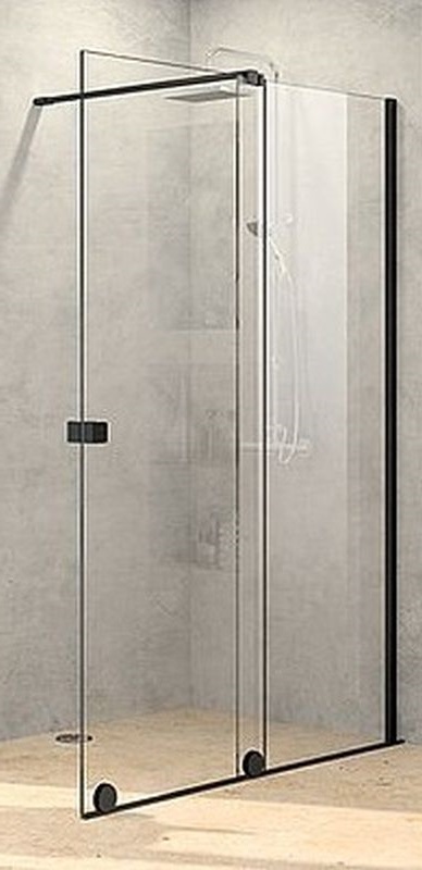 Hüppe Xtensa Pure 4-kąt drzwi prysznicowe 140 cm prawe czarny mat/szkło przezroczyste Anti-Plaque XT0205.123.322
