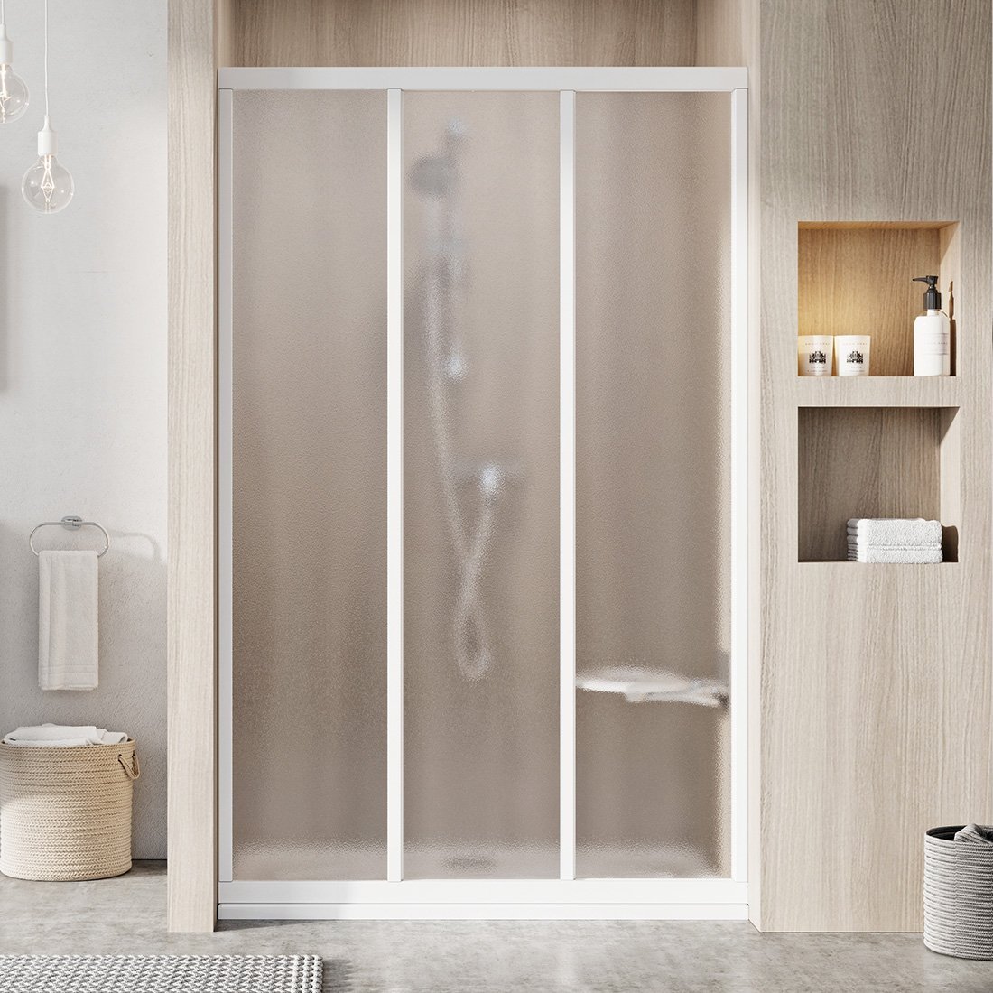 Ravak Supernova porte de douche 90 cm coulissant blanc brillant/verre à motif 00V701R2ZG