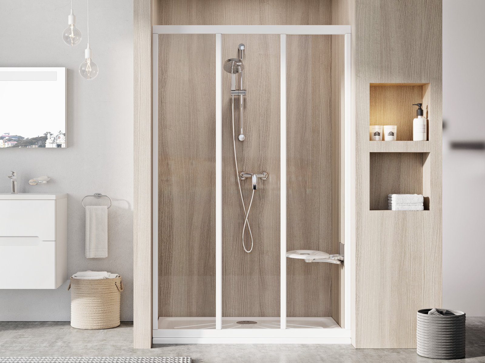 Ravak Supernova porte de douche 120 cm coulissant blanc brillant/verre transparent 00VG01R2Z1
