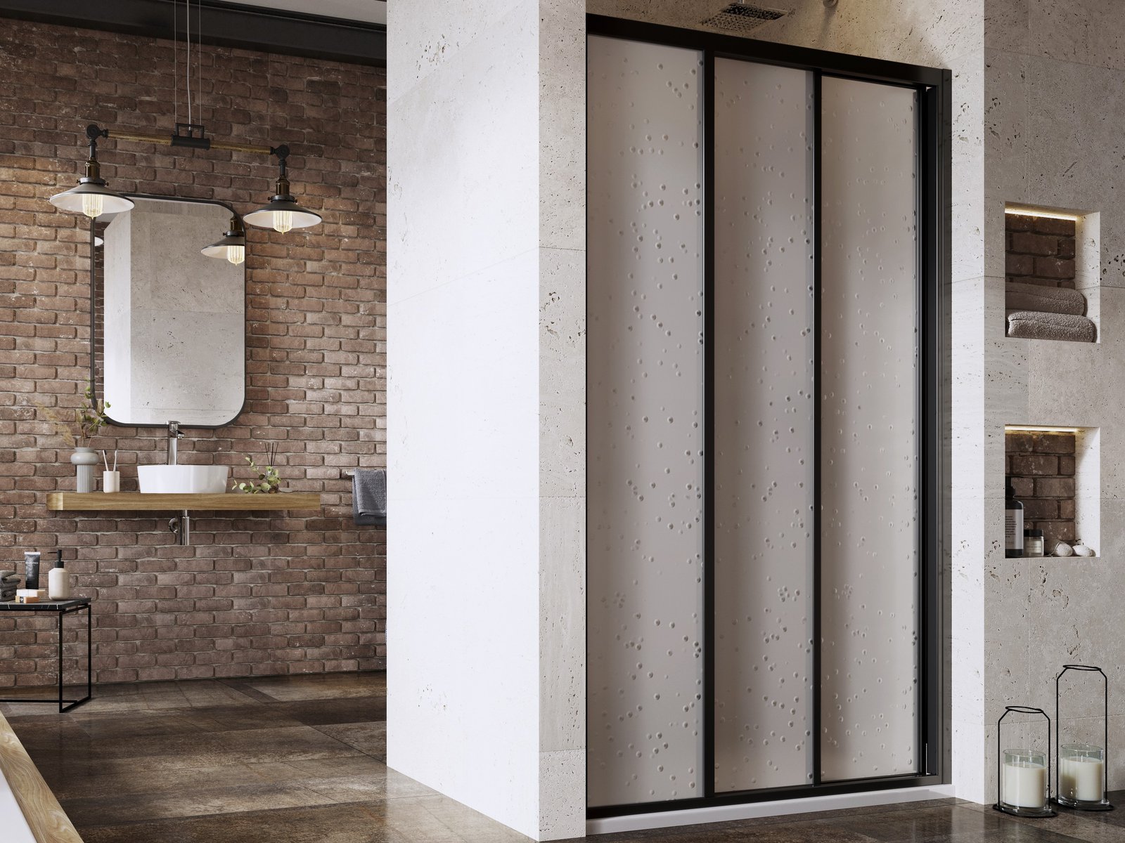 Ravak Supernova porte de douche 120 cm coulissant noir mat/polystyrène 00VG03R211