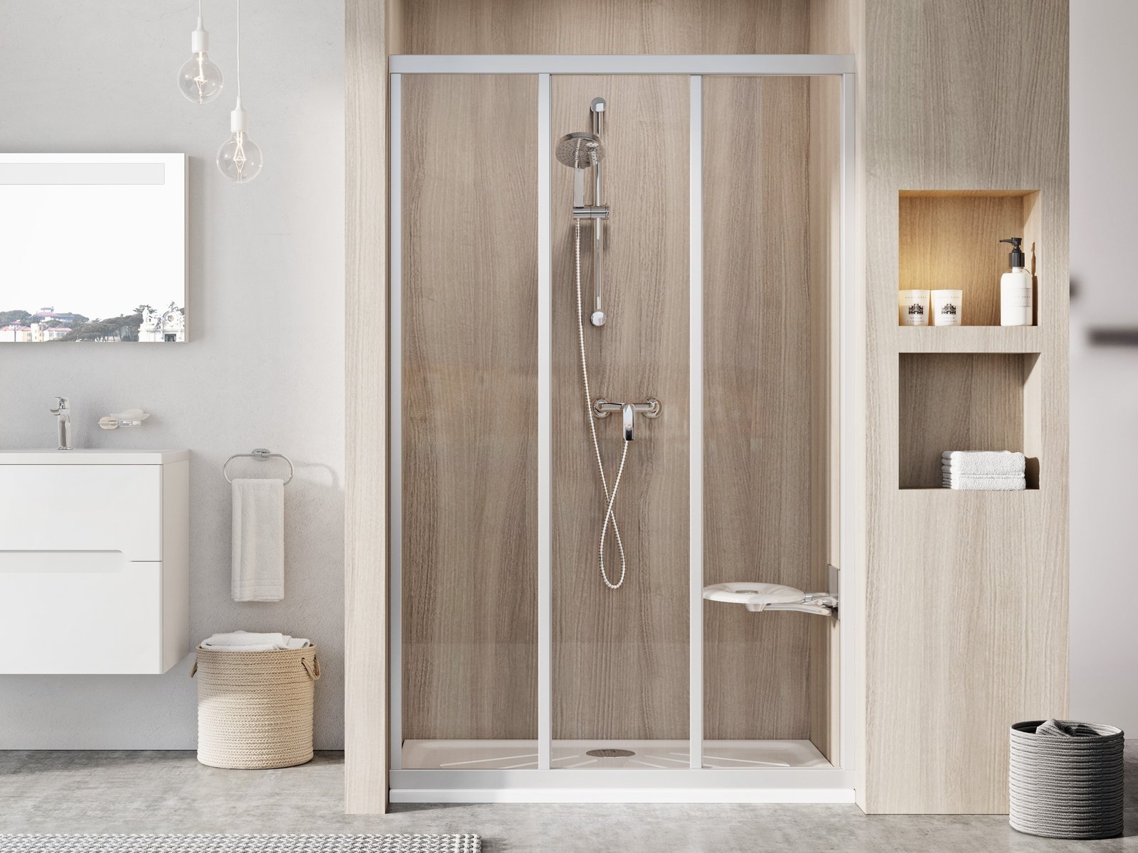 Ravak Supernova porte de douche 120 cm coulissant satin mat/verre transparent 00VG0UR2Z1
