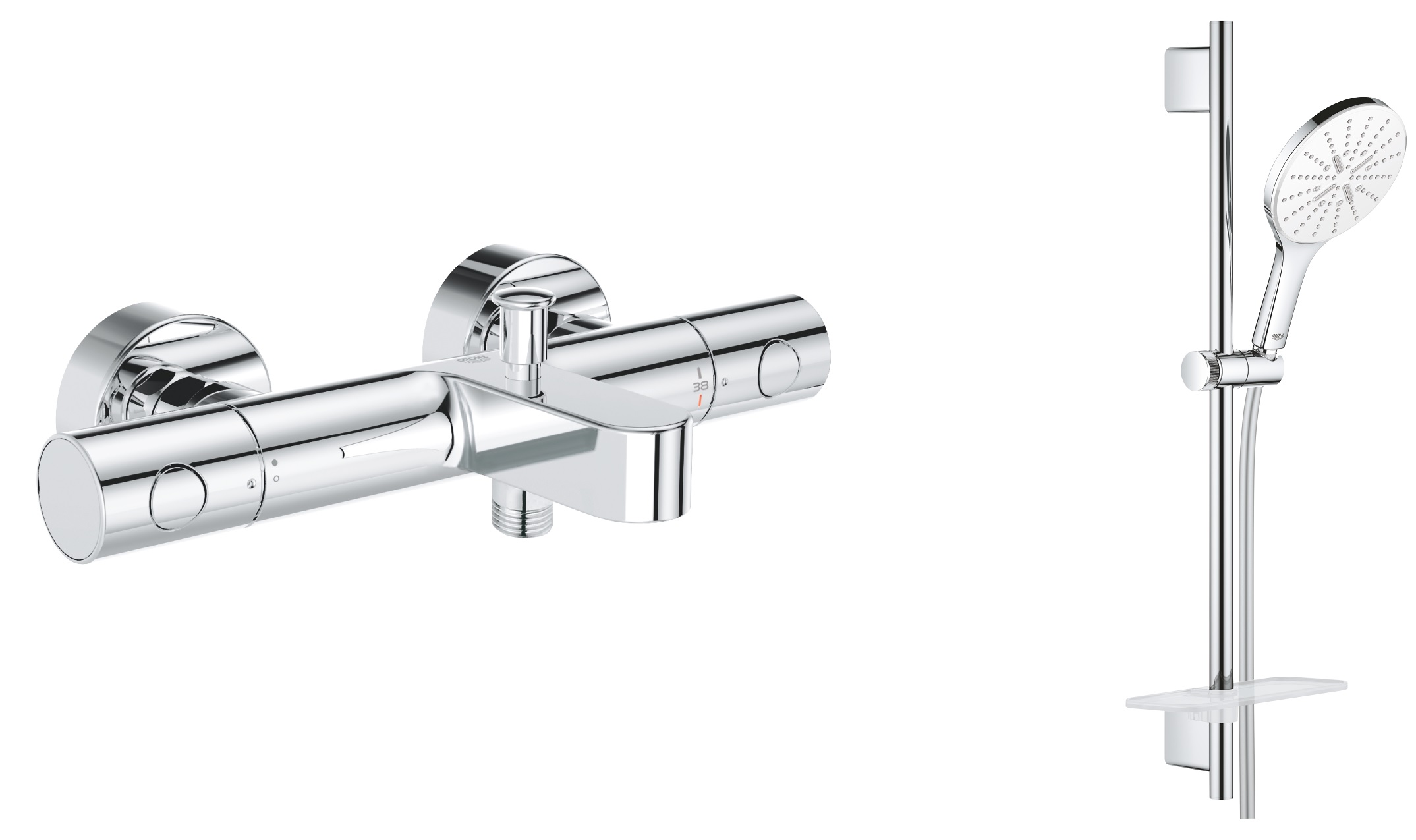 Set mitigeur bain-douche Grohe Grohtherm 800 Cosmopolitan 34766000, ensemble de douche Grohe Vitalio SmartActive 26598000