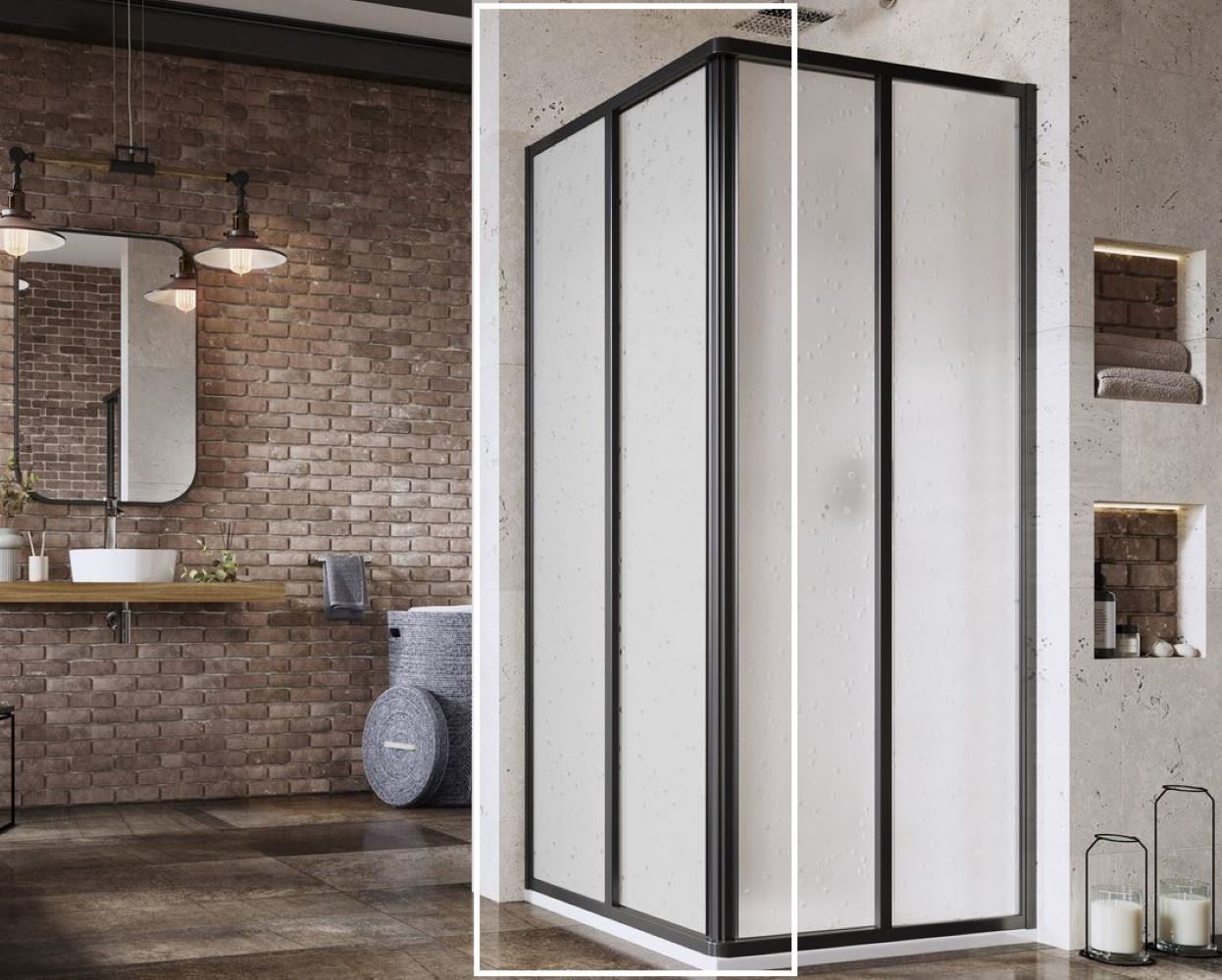 Ravak Supernova porte de douche 80 cm coulissant noir mat/polystyrène 14V403O211