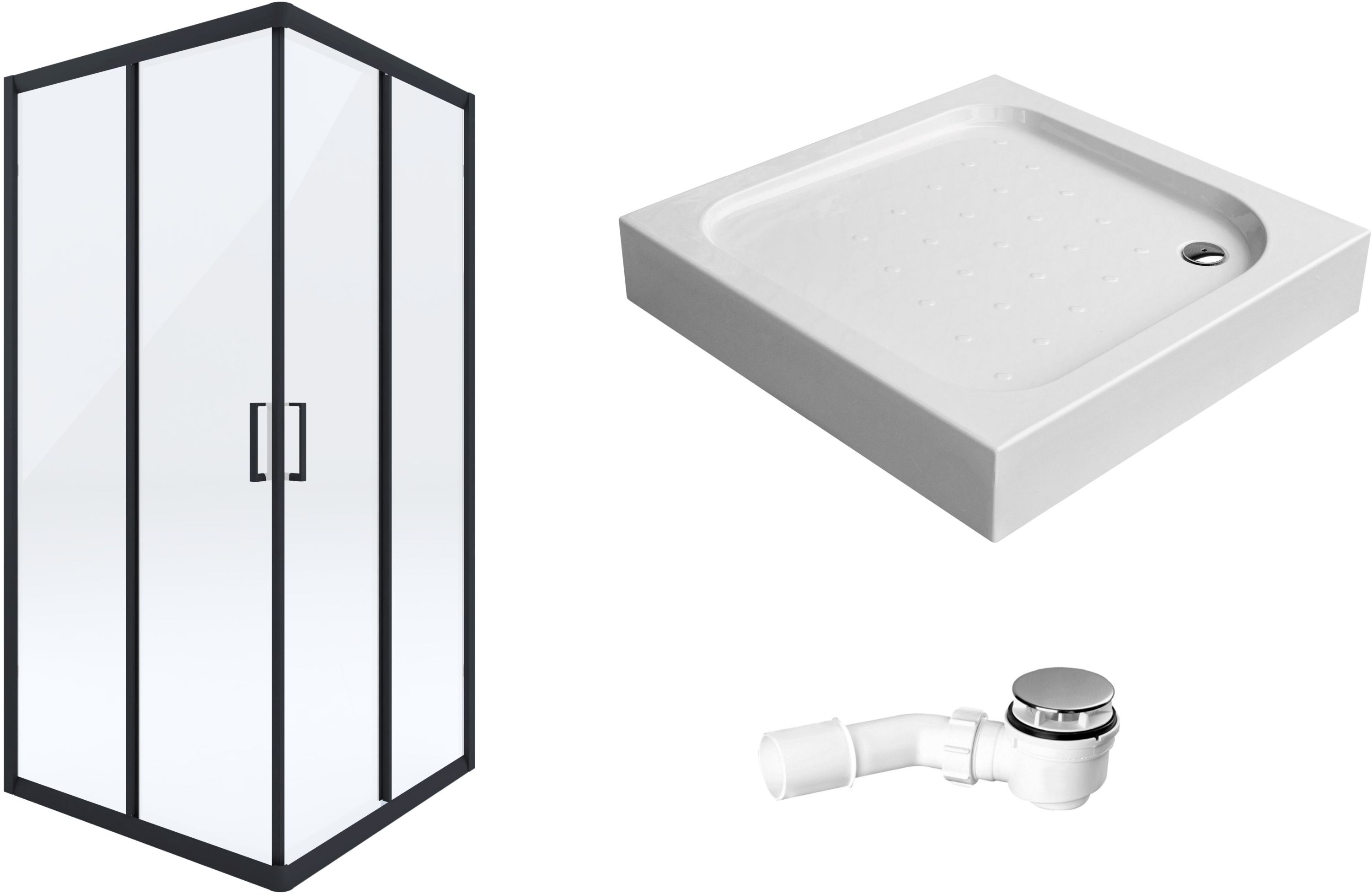 Set cabine de douche Deante Funkia KYC_N42K, receveur de douche carré Deante Corner KTC_042B, NHC_025C