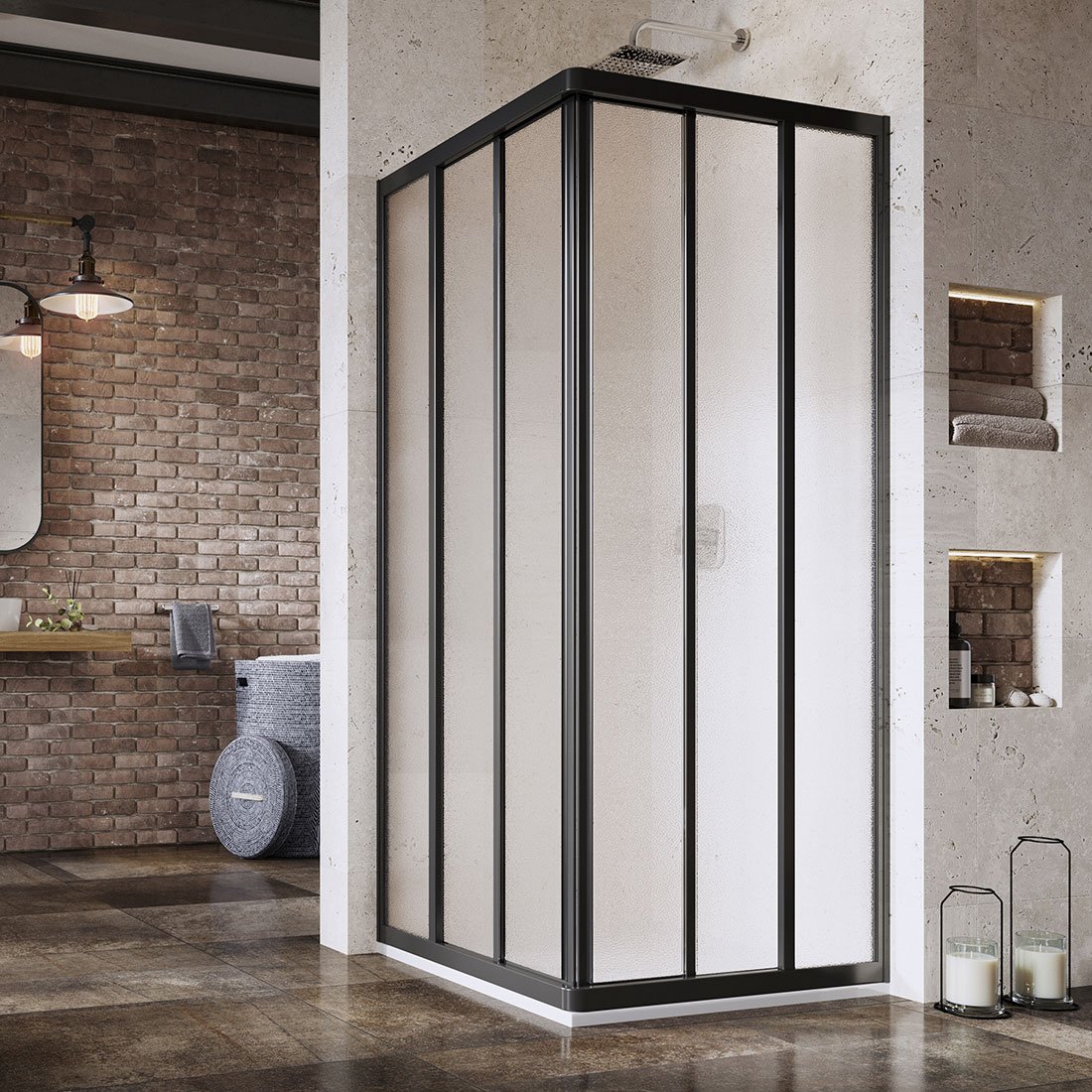 Ravak Supernova porte de douche 75 cm coulissant noir mat/verre à motif 15V303R2ZG