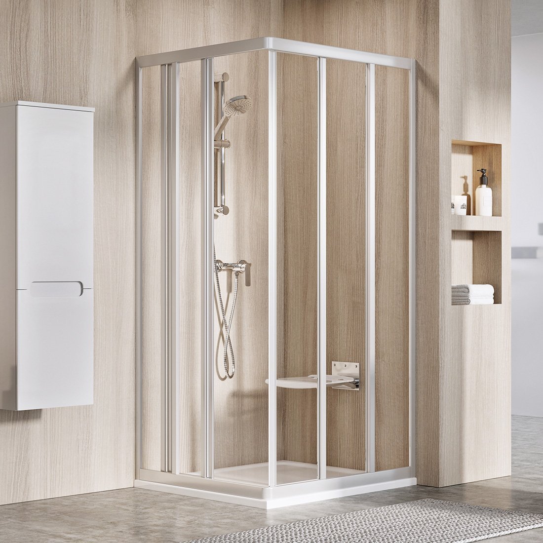 Ravak Supernova porte de douche 80 cm coulissant satin mat/verre transparent 15V40UR2Z1