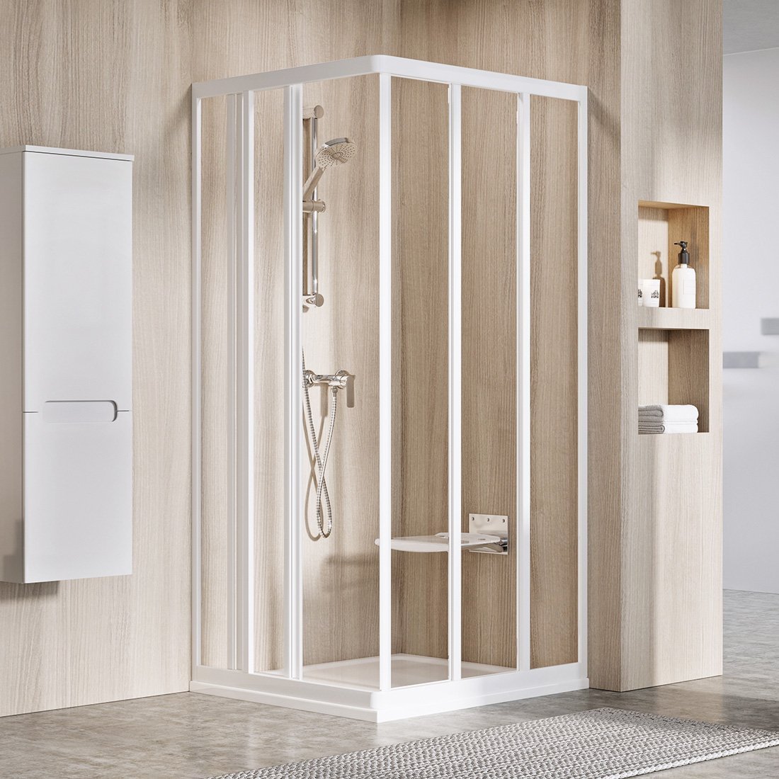 Ravak Supernova porte de douche 90 cm coulissant blanc brillant/verre transparent 15V701R2Z1