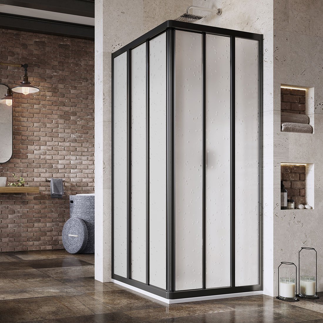 Ravak Supernova porte de douche 90 cm coulissant noir mat/polystyrène 15V703R211