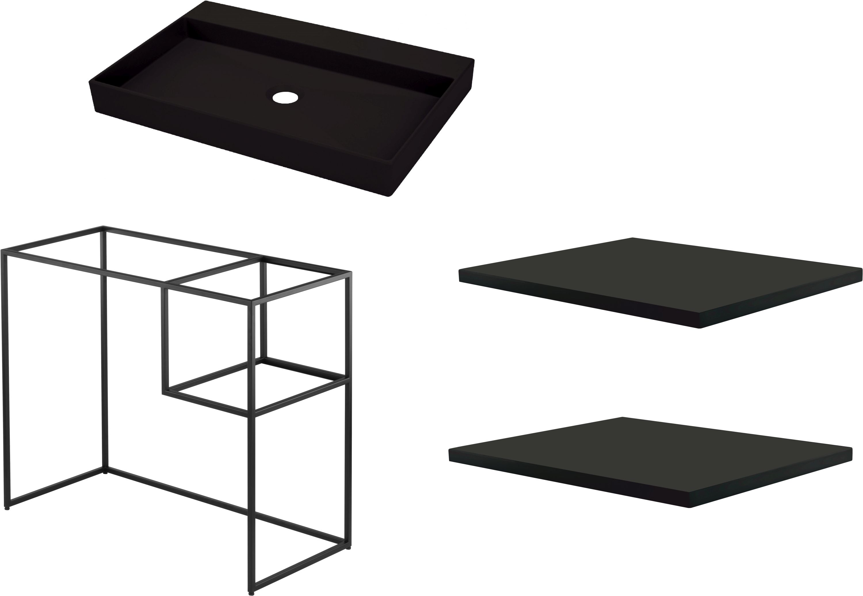 Set console Deante Correo CKC_N90A, lavabo Deante Correo CQR_NU6S, CBL_N30B