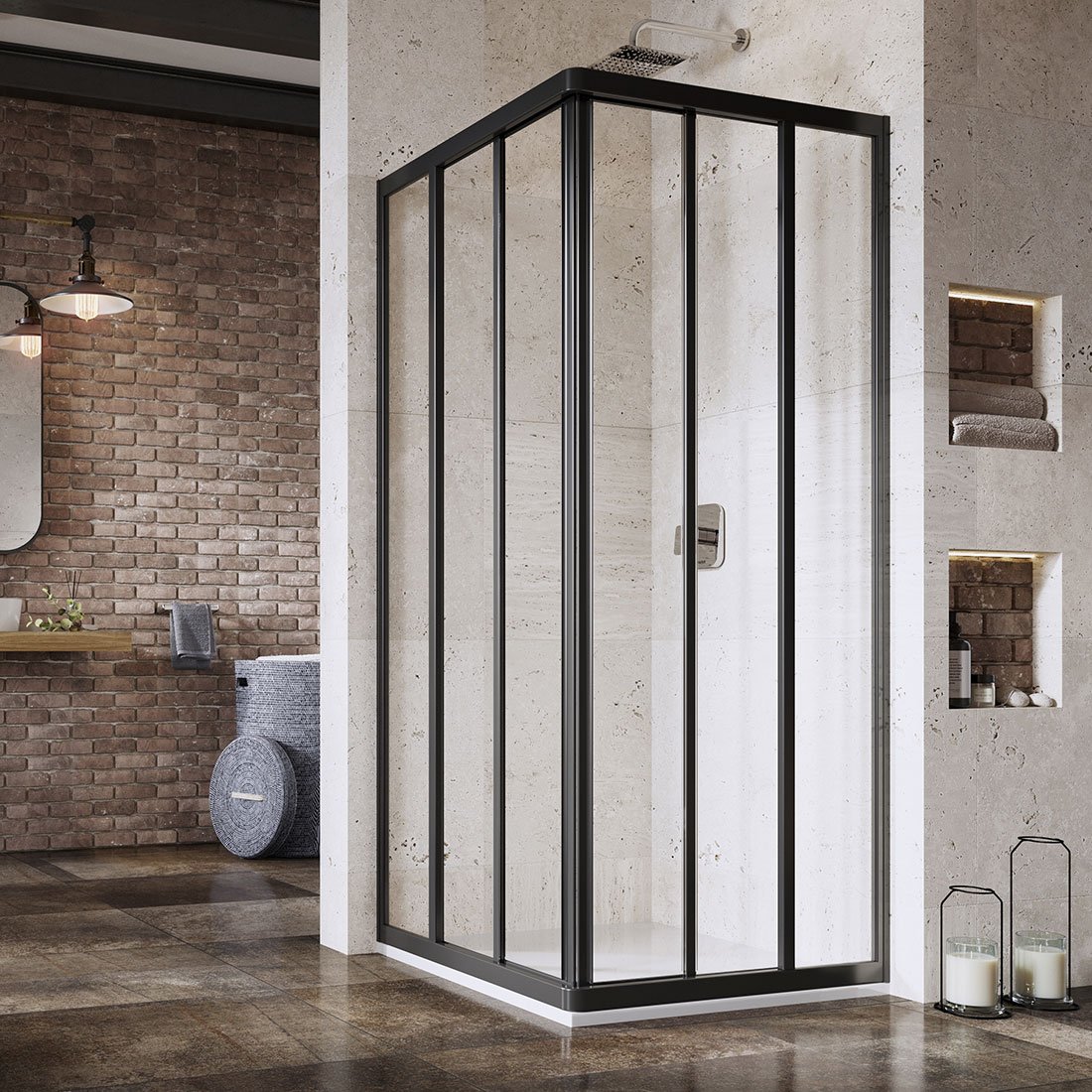Ravak Supernova porte de douche 90 cm coulissant noir mat/verre transparent 15V703R2Z1