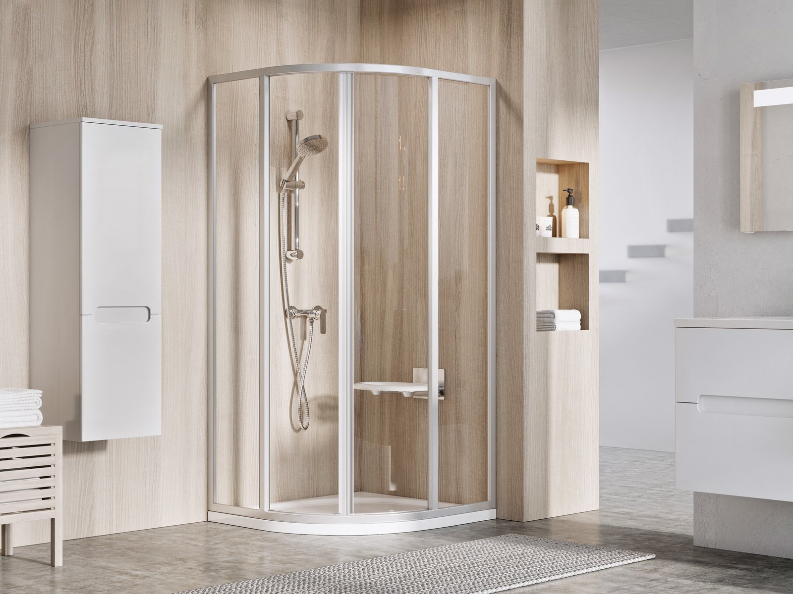 Ravak Supernova cabine de douche 80x80 cm semi-circulaire satin mat/verre transparent 3114OU02Z1