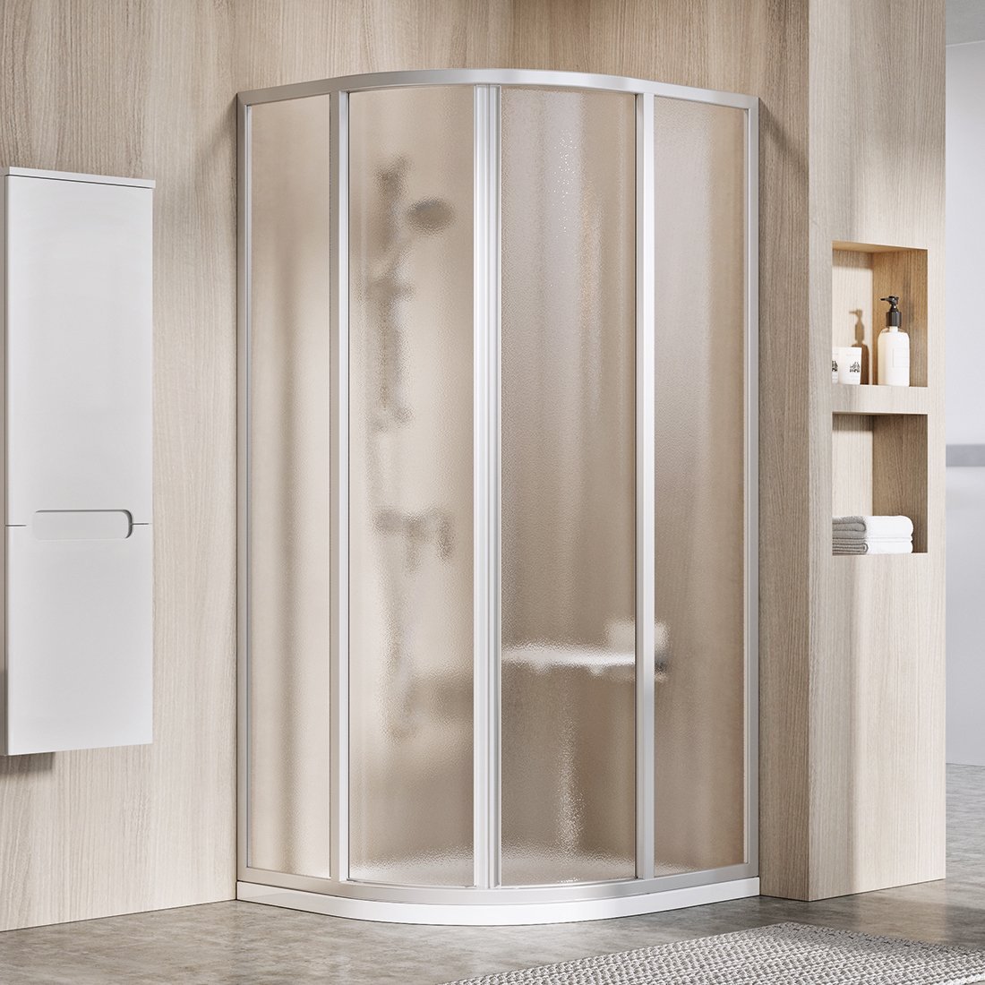 Ravak Supernova cabine de douche 80x80 cm semi-circulaire satin mat/verre à motif 3114OU02ZG