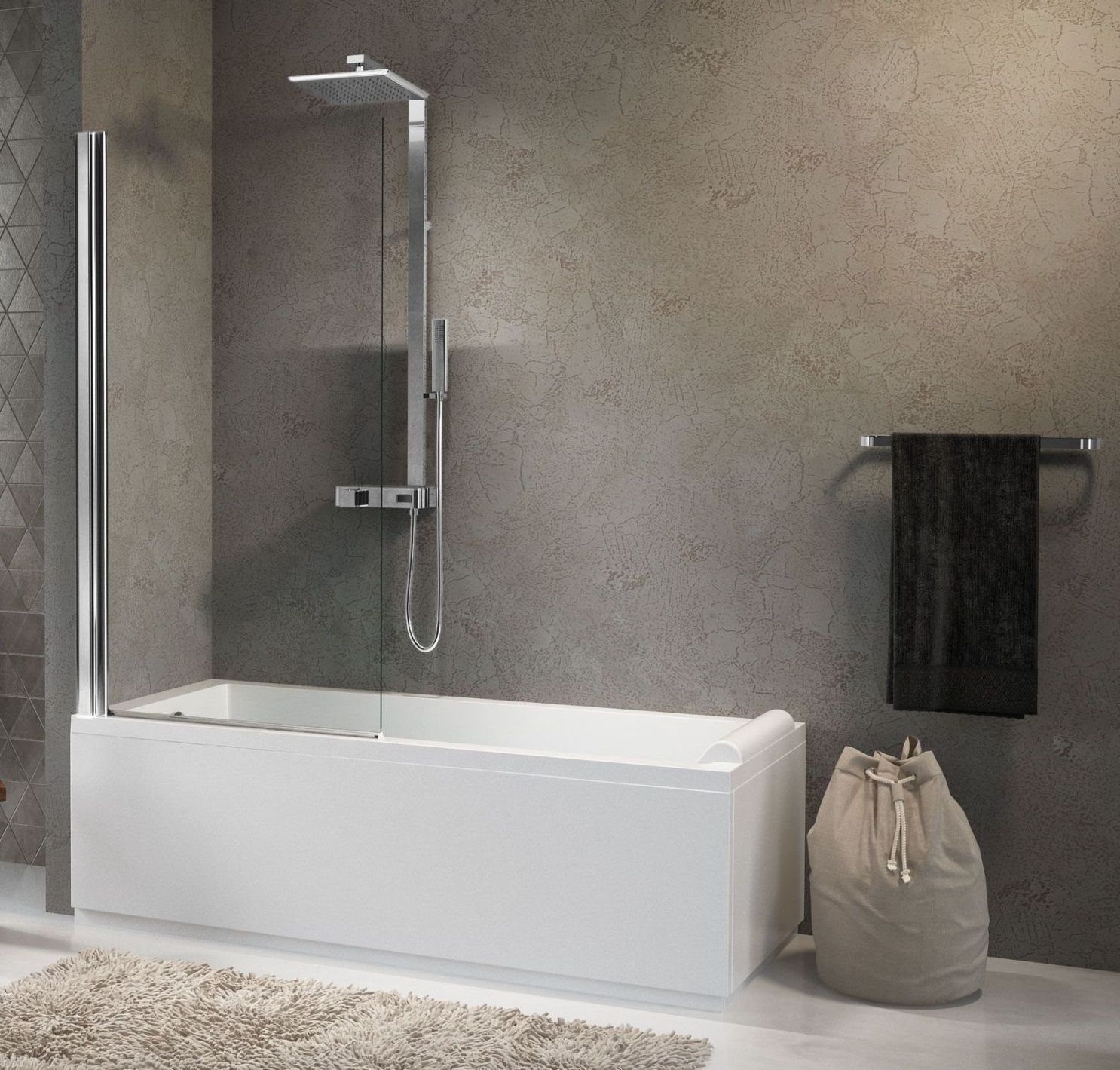 Novellini Aurora paroi de baignoire 80 cm monobloc chrome brillant/verre transparent AURORAN180-1K