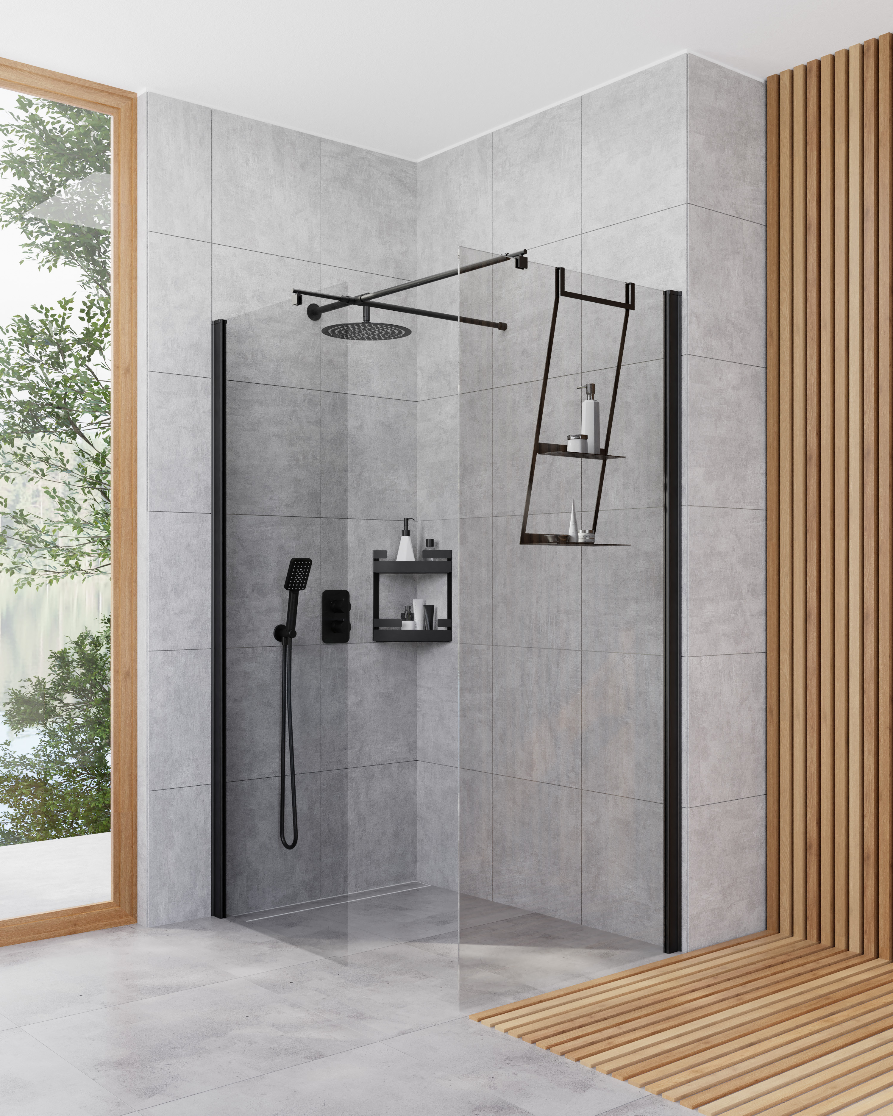 Set paroi de douche walk-in Deante Kerria Plus KTS_N30P