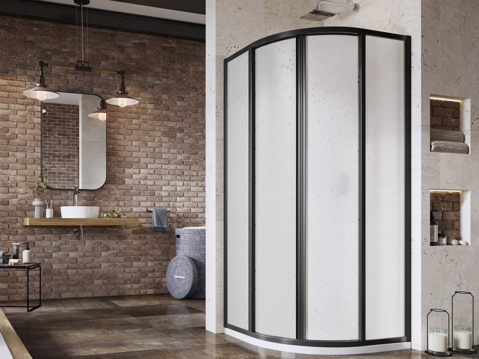 Ravak Supernova cabine de douche 90x90 cm semi-circulaire noir mat/polystyrène 3117O30211