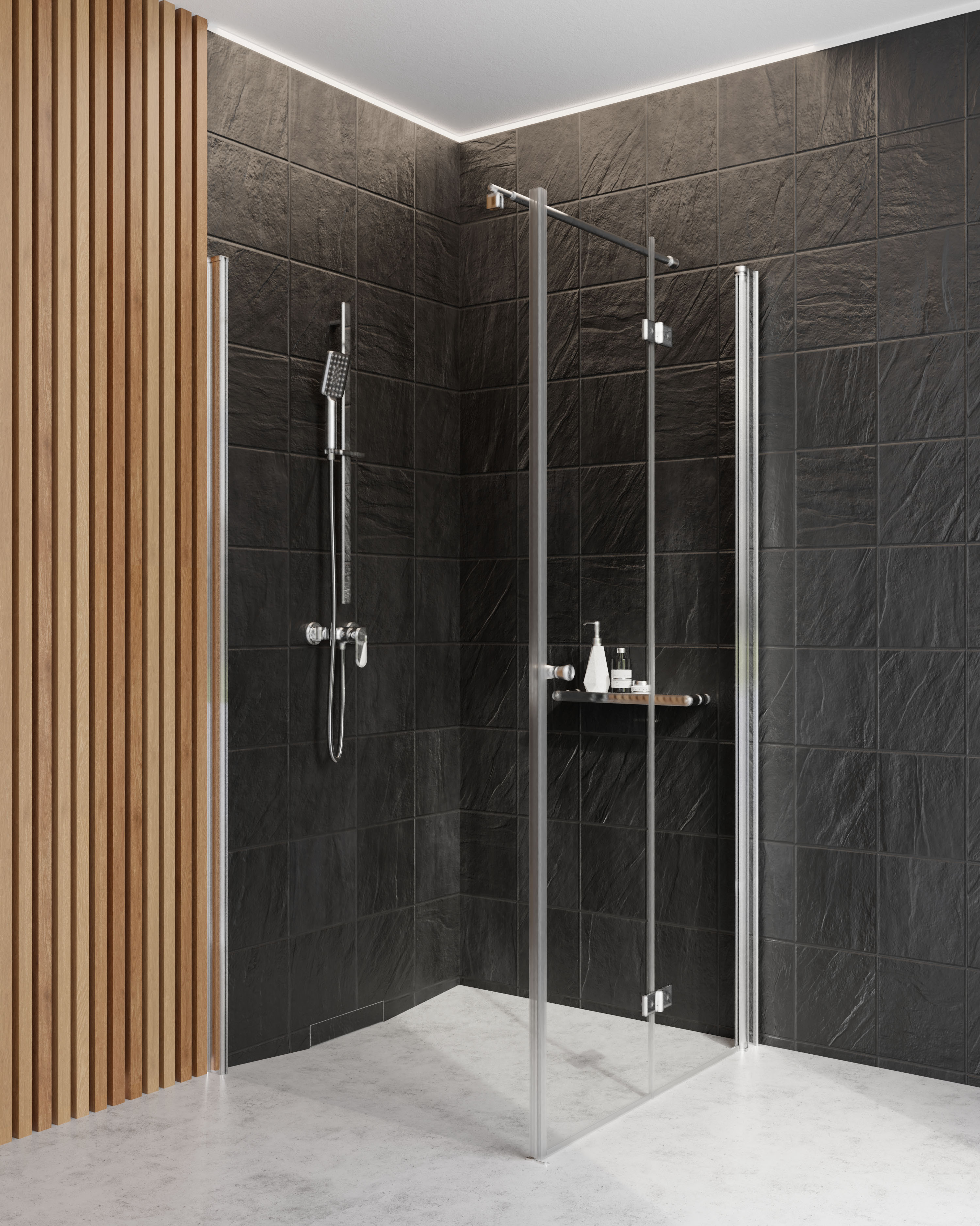 Set porte de douche Deante Kerria Plus KTSX043P, paroi de douche walk-in Deante Kerria Plus KTS_038P