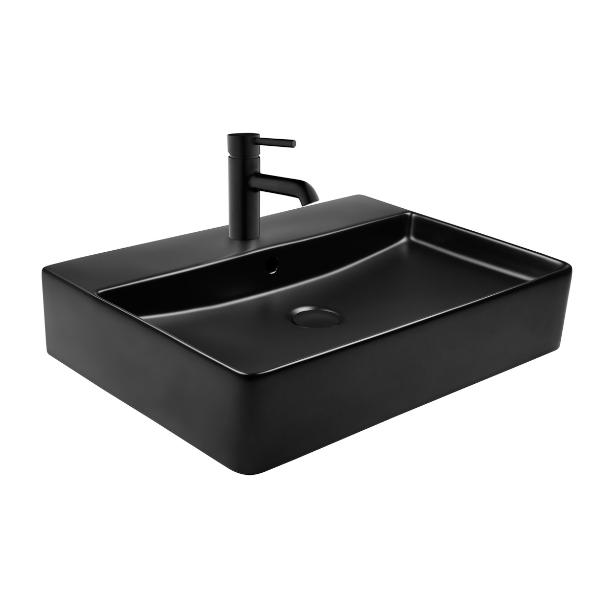 Oltens Duve lavabo 59x43.5 cm rectangulaire classique-à poser noir 41300300
