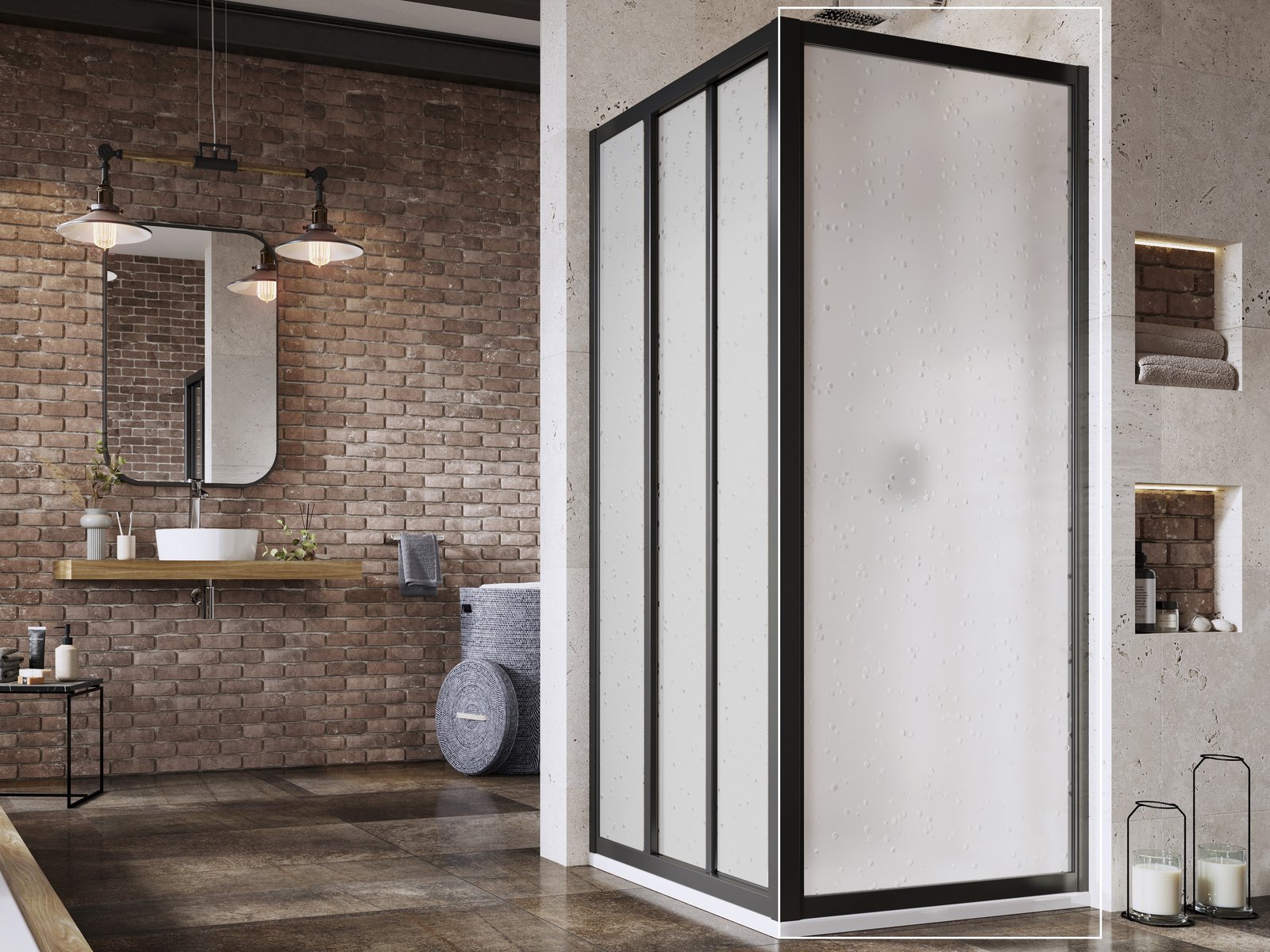 Ravak Supernova paroi de douche 75 cm noir mat/polystyrène 940303R211