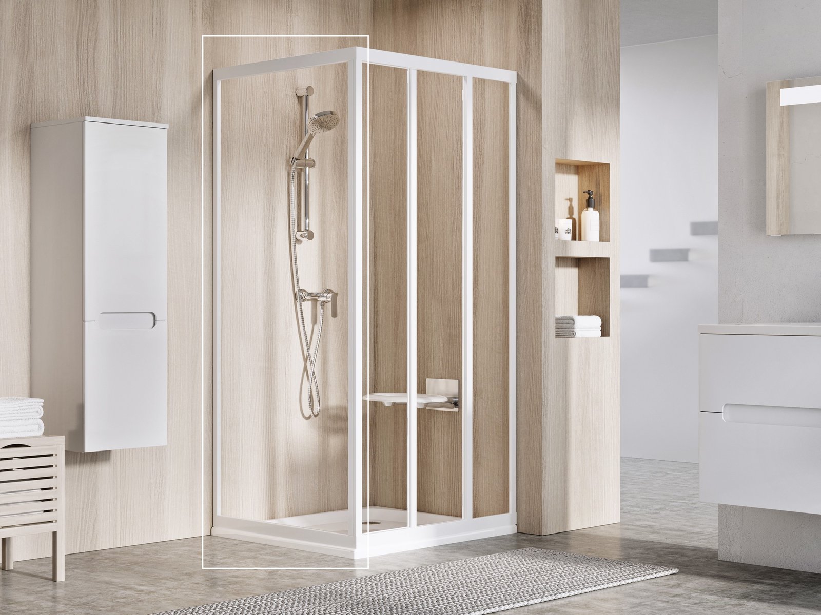 Ravak Supernova paroi de douche 80 cm blanc brillant/verre transparent 940401R2Z1