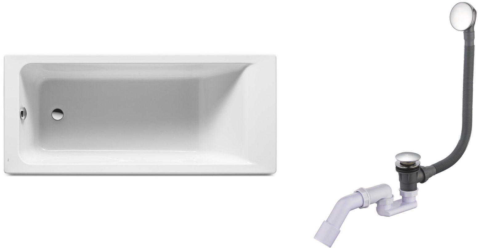 Set baignoire rectangulaire Roca Easy A248622000, siphon de baignoire Oltens Fusa 03002100