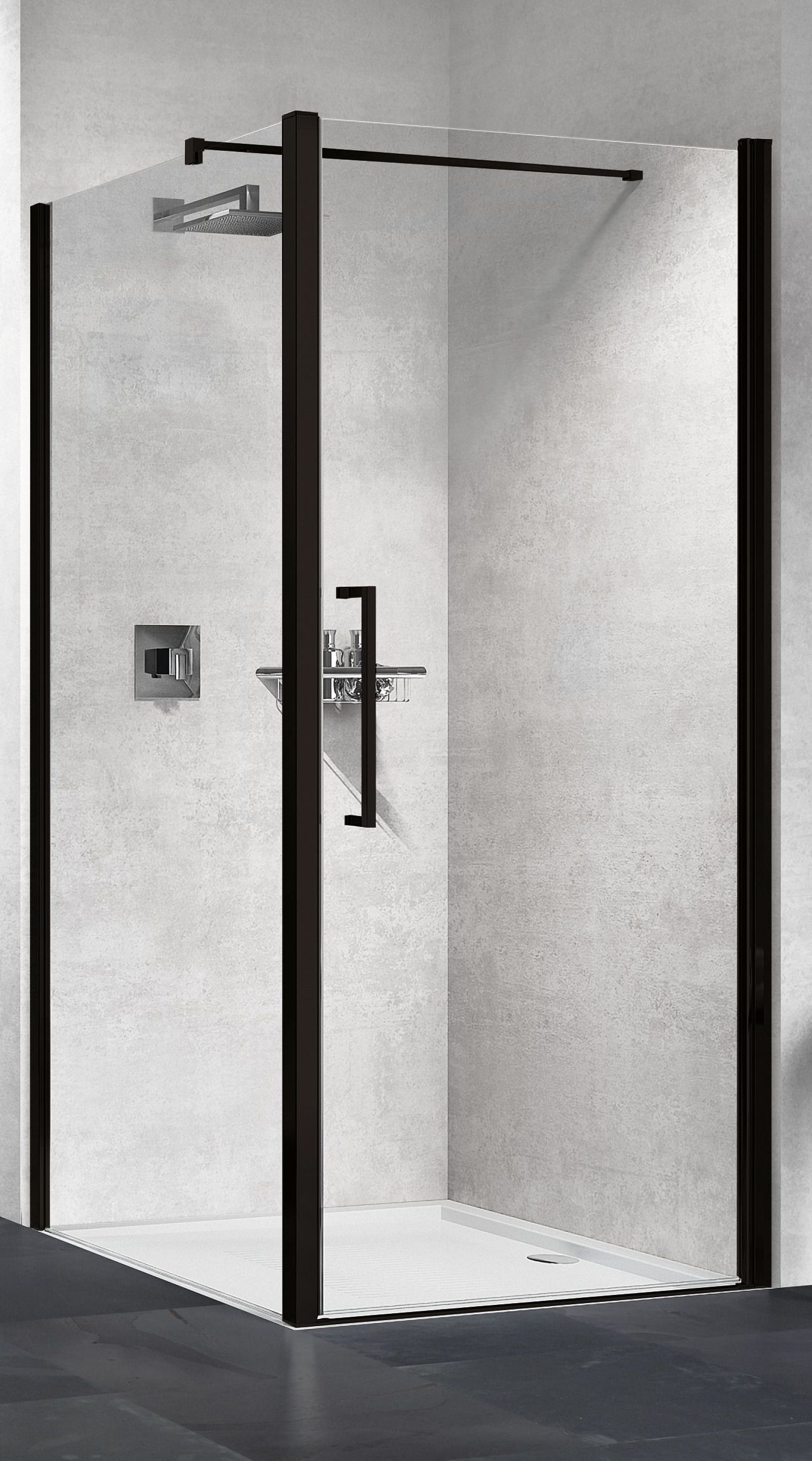 Novellini Young paroi de douche 89 cm noir mat/verre transparent Y2F1B89-1H