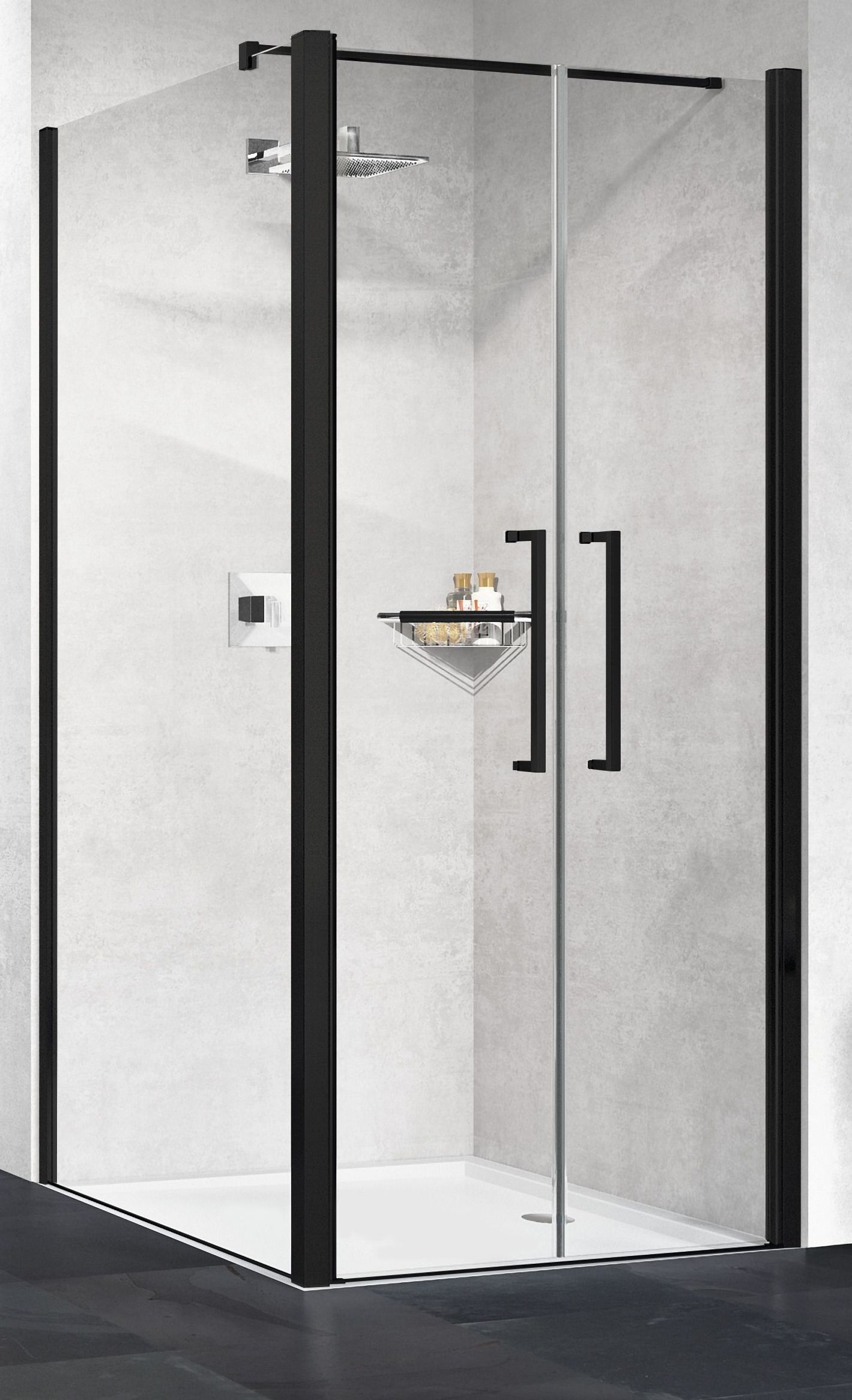 Novellini Young paroi de douche 79 cm noir mat/verre transparent Y2F2B79-1H