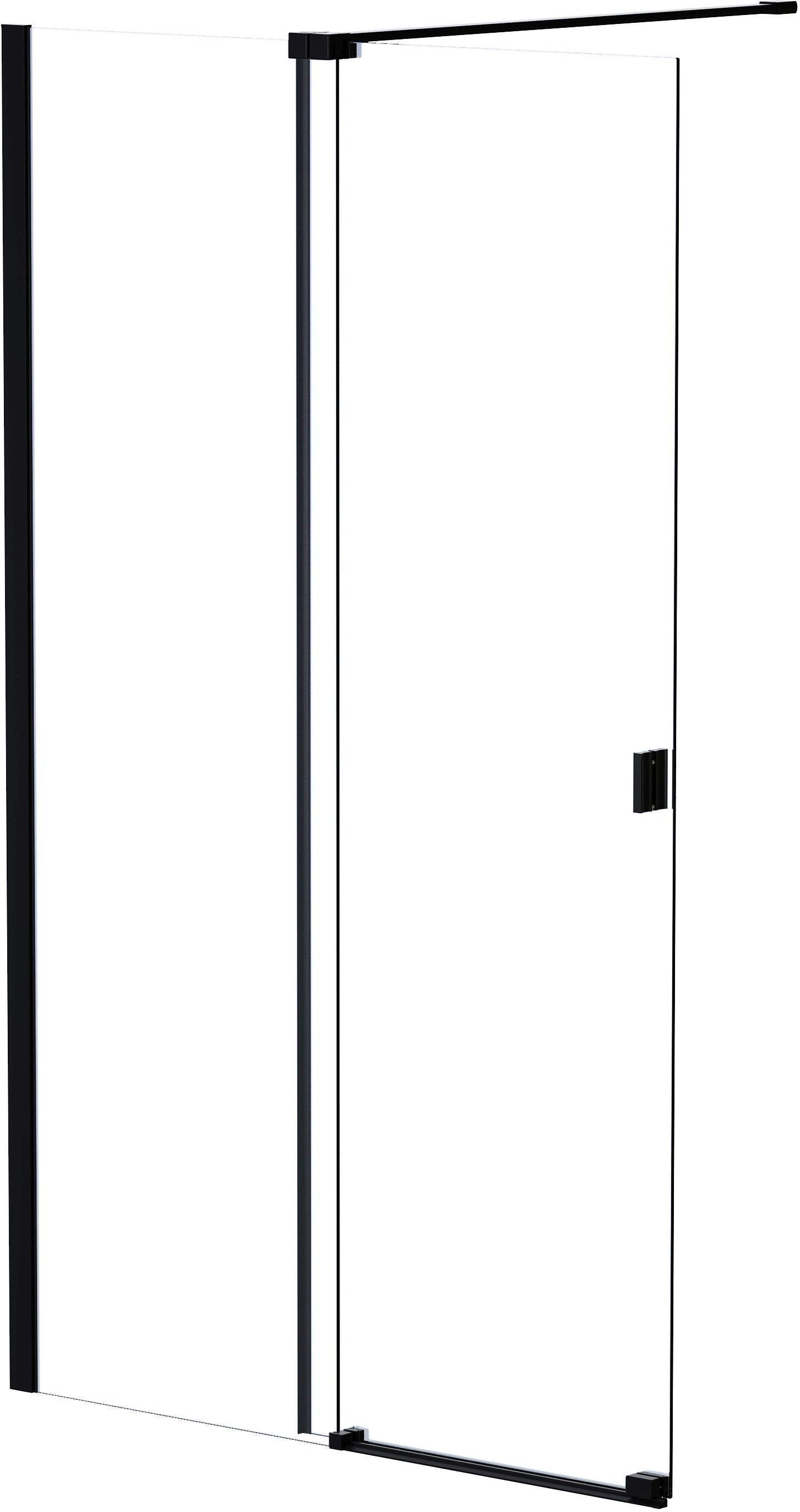 Besco Vayo Black mur de douche avec porte 120 cm noir mat/verre transparent VYB-120-200C