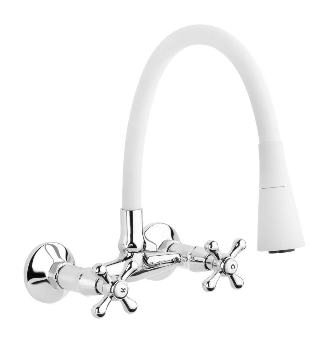 Invena Roma mitigeur de cuisine murale chrome-blanc BC-24-E2S