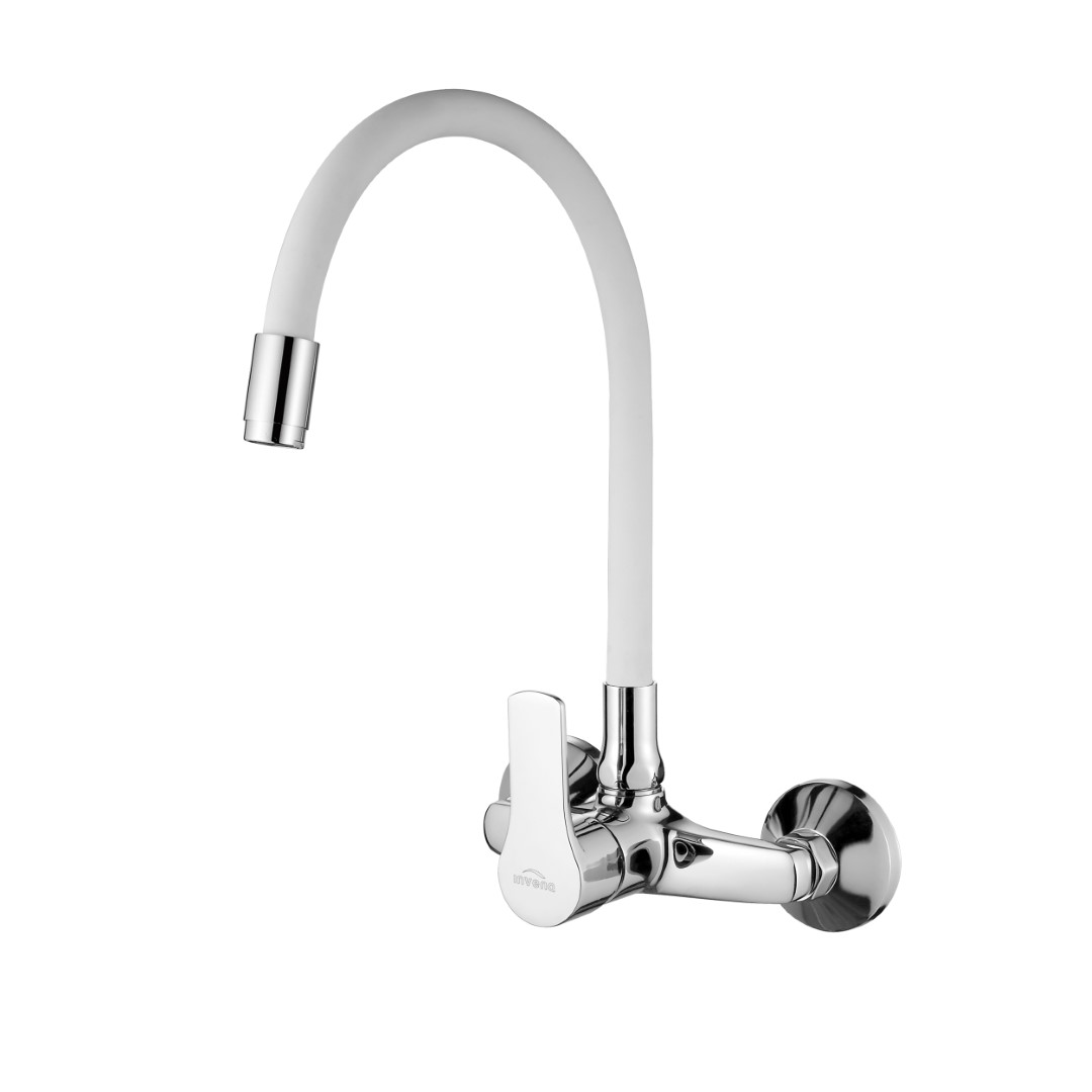 Invena Verso mitigeur de cuisine murale chrome-blanc BC-82-E2S
