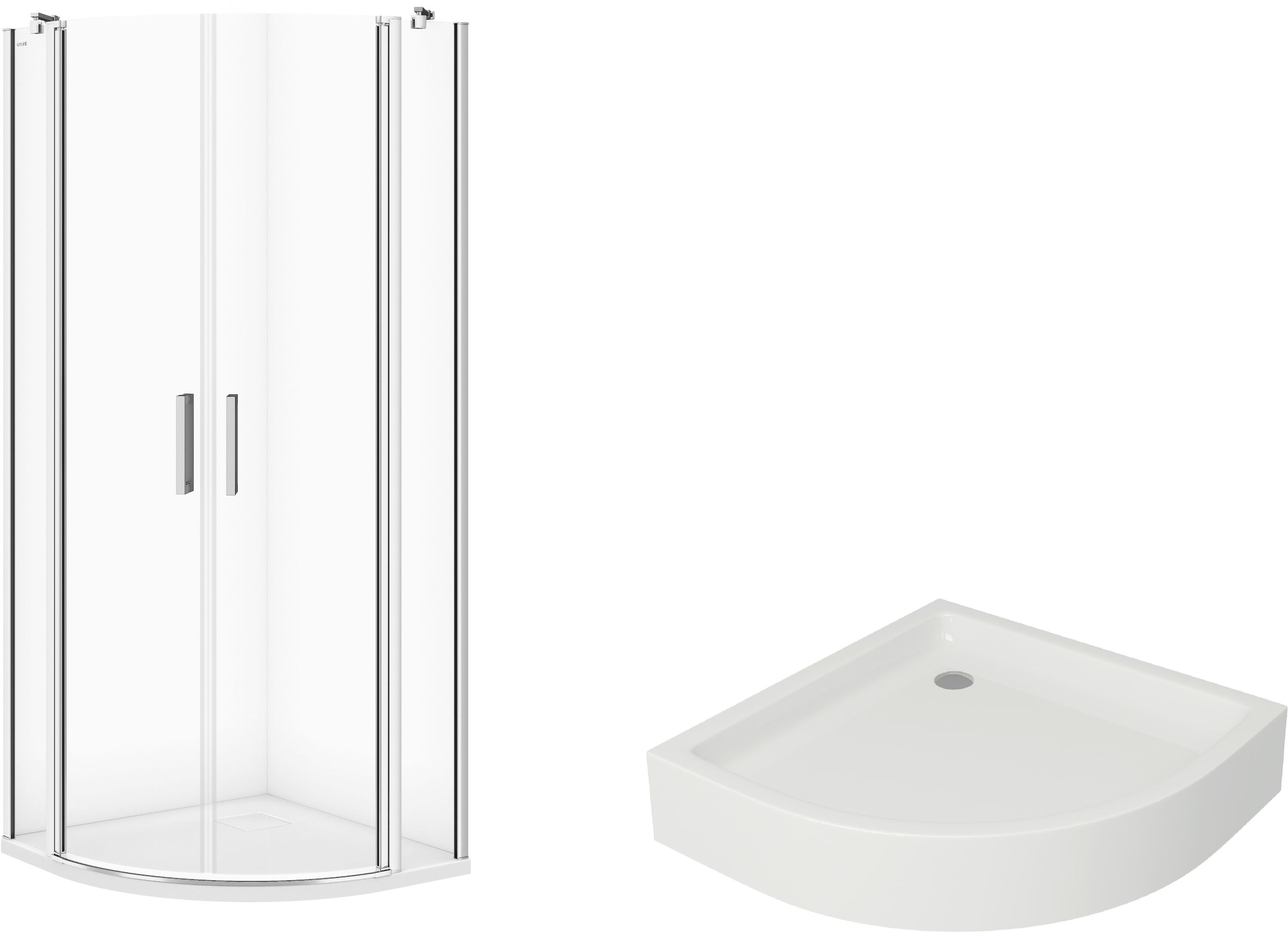 Set cabine de douche Cersanit Moduo S162-009, receveur de douche semi-circulaire Cersanit Tako S204-003