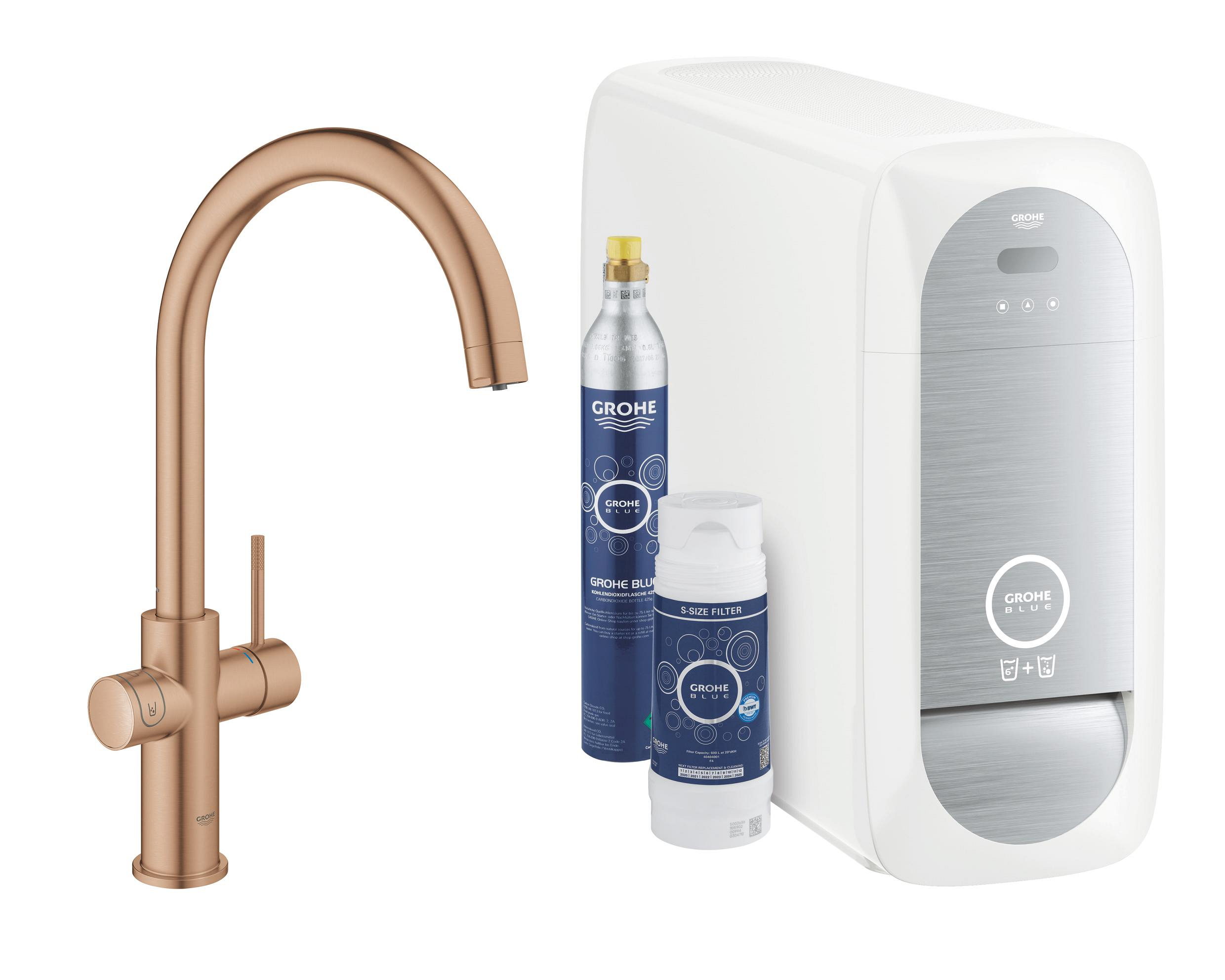 Grohe Blue mitigeur de cuisine avec filtre sur pied Brushed Warm Sunset 31455DL1