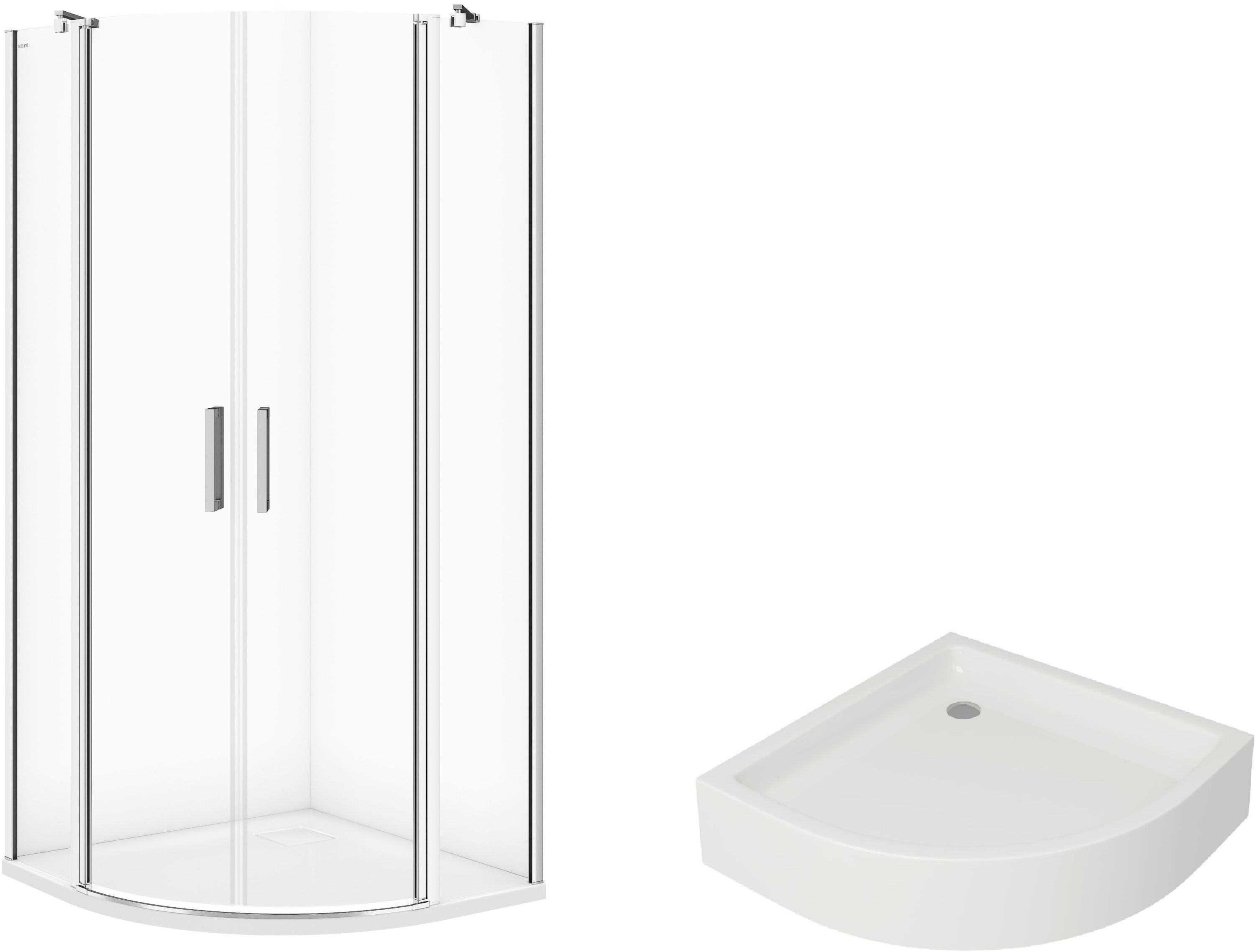 Set cabine de douche Cersanit Moduo S162-010, receveur de douche semi-circulaire Cersanit Tako S204-004