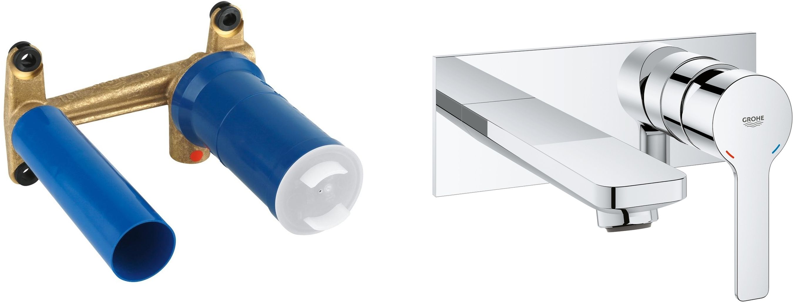 Set mitigeur de lavabo Grohe Lineare 19409001, élément encastré de mitigeur Grohe Eurostyle 23571000
